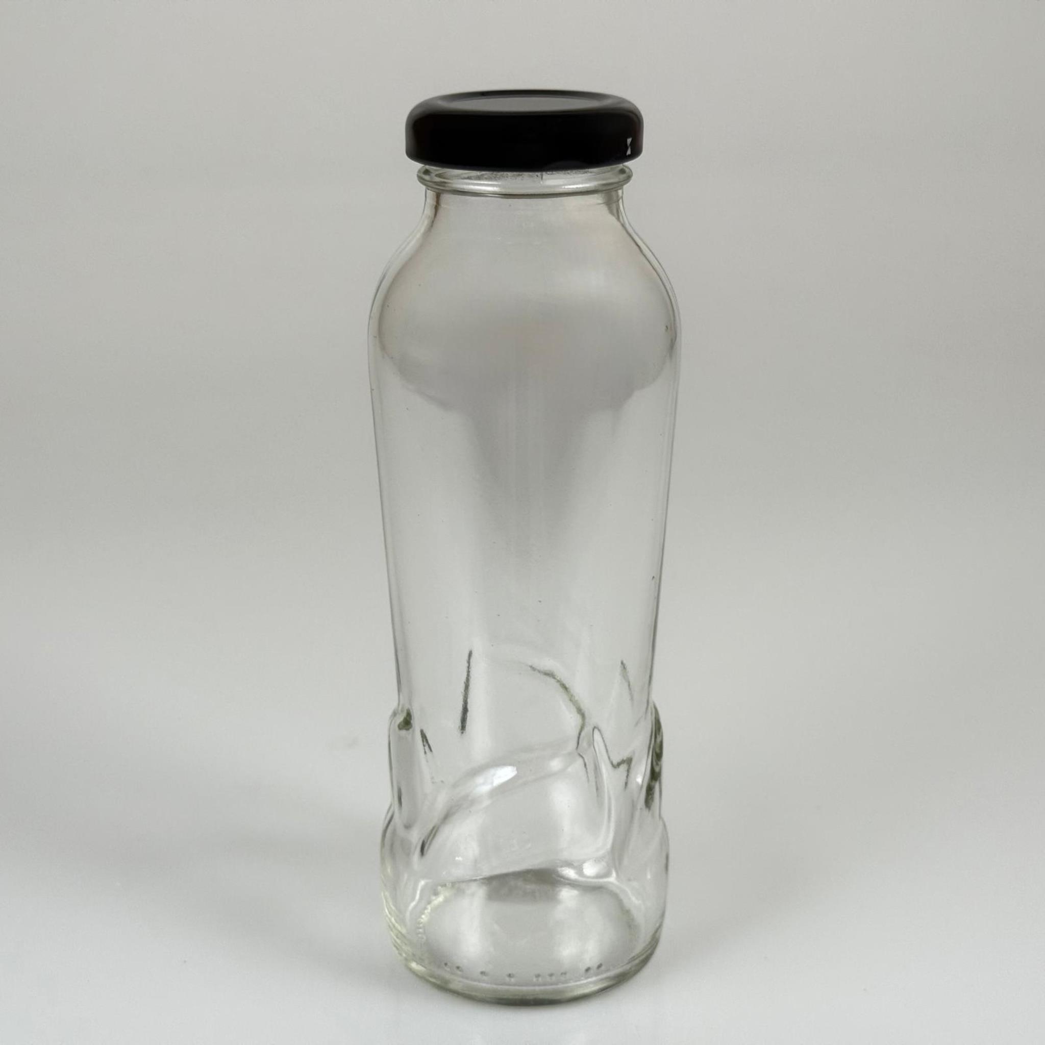 250 CC PAŞABAHÇE CAM MEYVE SUYU ŞİŞESİ - SİYAH METAL KAPAKLI - 250 ML CAM ŞİŞE - KONSERVEYE UYGUN