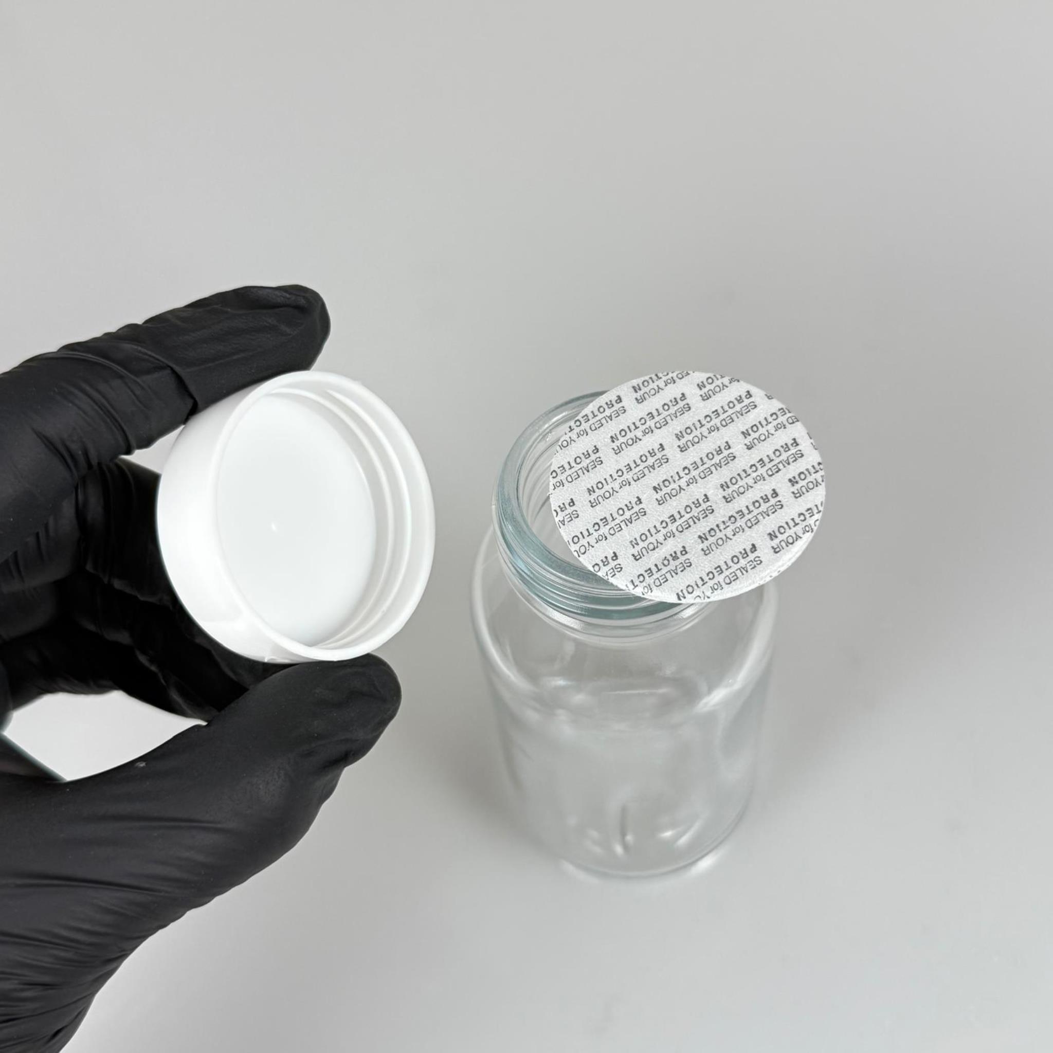 150 CC ŞEFFAF CAM TABLET ŞİŞESİ - BEYAZ KAPAKLI + KENDİNDEN YAPIŞKANLI KÖPÜK CONTALI - 150 ML KAPSÜL KUTUSU - İLAÇ ŞİŞESİ - MEDİKAL HAP ŞİŞESİ - FARMASÖTİK KAVANOZ - ŞİŞECAM ÜRETİMİ
