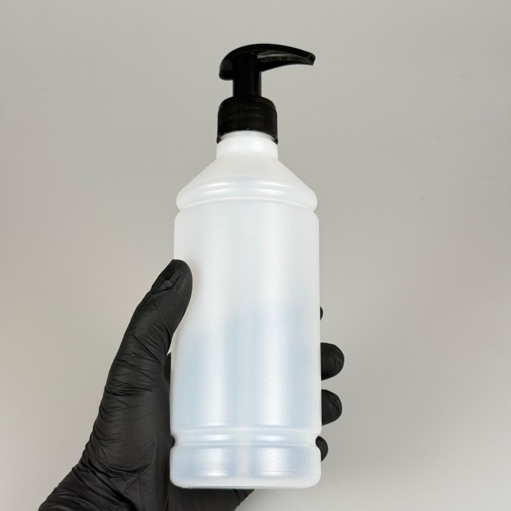 POMPALI ŞİŞE - 500 CC HDPE POLİETİLEN PLASTİK SİLİNDİR ŞEFFAF ŞİŞE + 28 MM POMPA SİYAH TAKIM