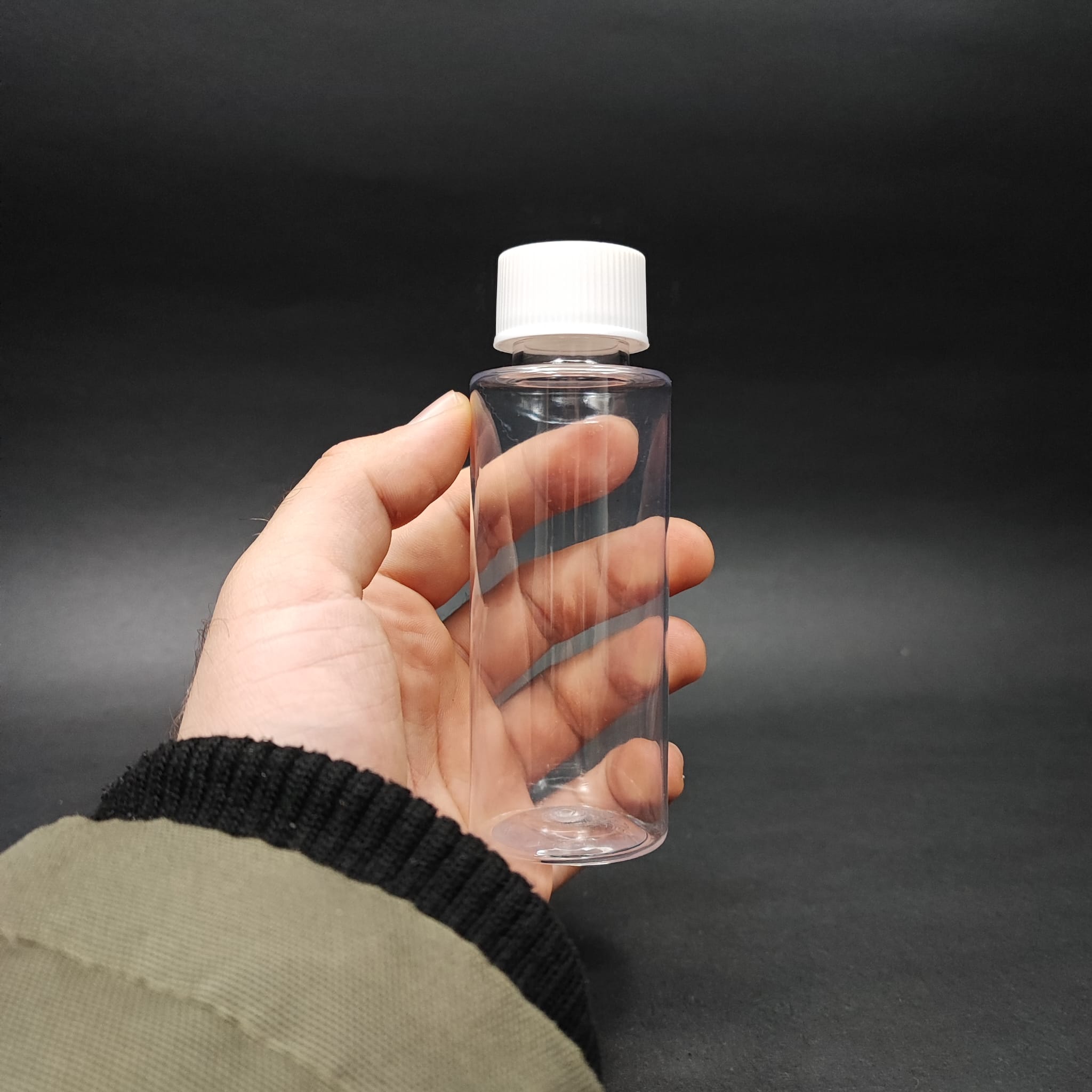 100 CC SİLİNDİR PET ŞİŞE + BEYAZ ÇOCUK KİLİTLİ KAPAK (SIZDIRMAZ KÖPÜK CONTALI) - 100 ML ŞEFFAF ÇOCUK KİLİTLİ PET ŞİŞE