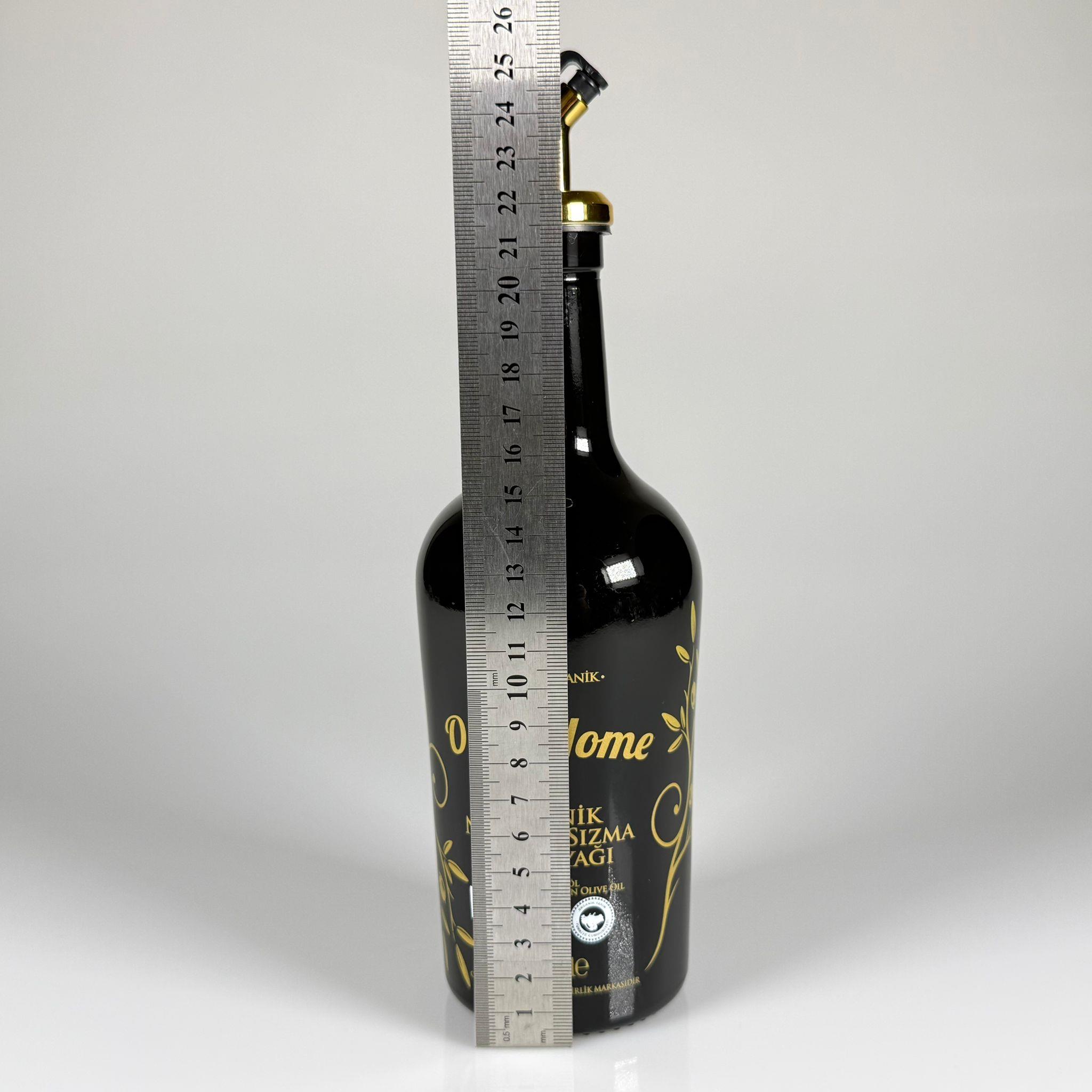 500 CC SİYAH OLİVE YAZI CAM ZEYTİNYAĞ ŞİŞESİ - GOLD YAĞDANLIK TIPALI - 500 ML YAĞDANLIK BASKILI CAM ŞİŞE
