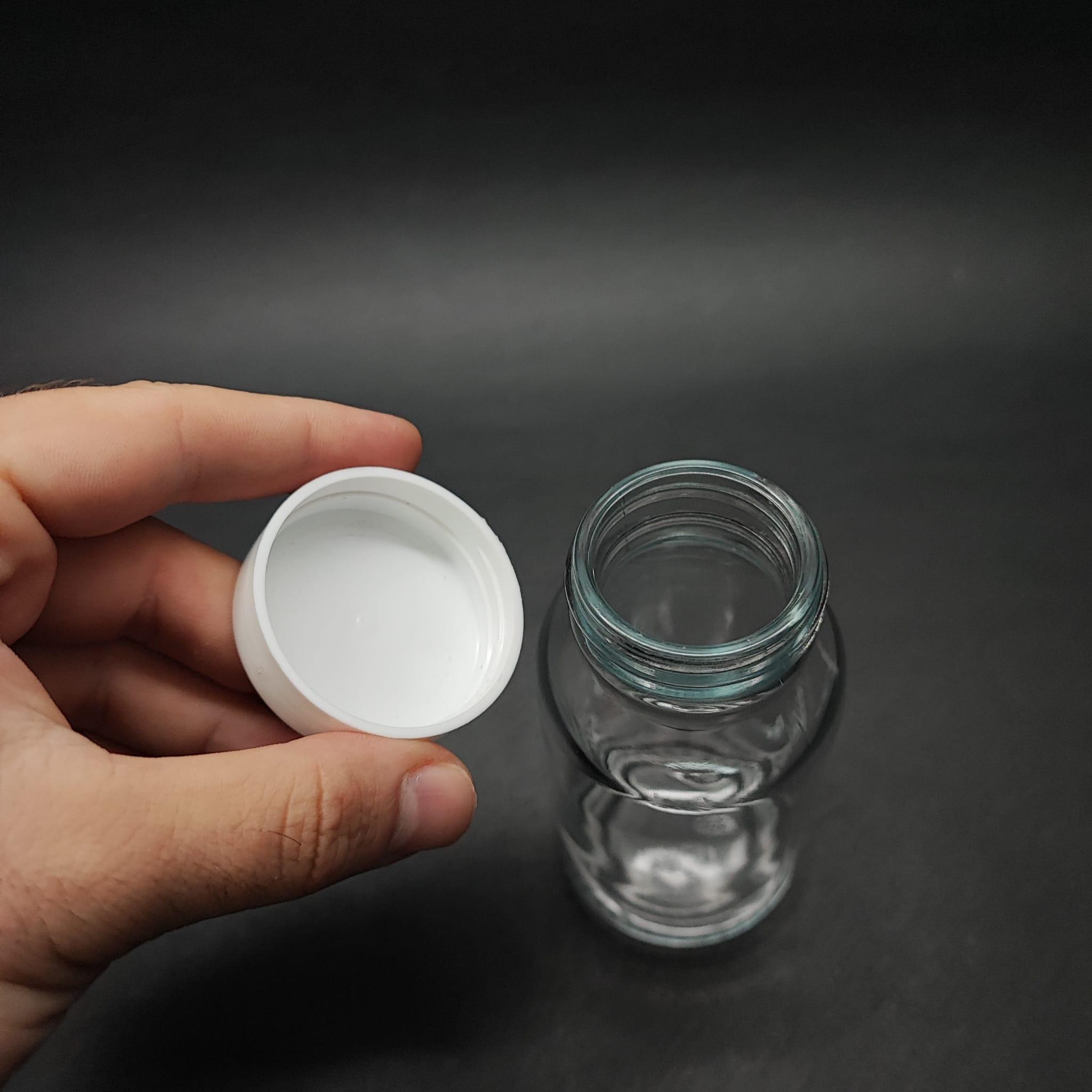 150 ML CAM TABLET ŞİŞE + BEYAZ KAPAK - 150 CC ŞEFFAF ŞİŞECAM ECZA ŞİŞELERİ