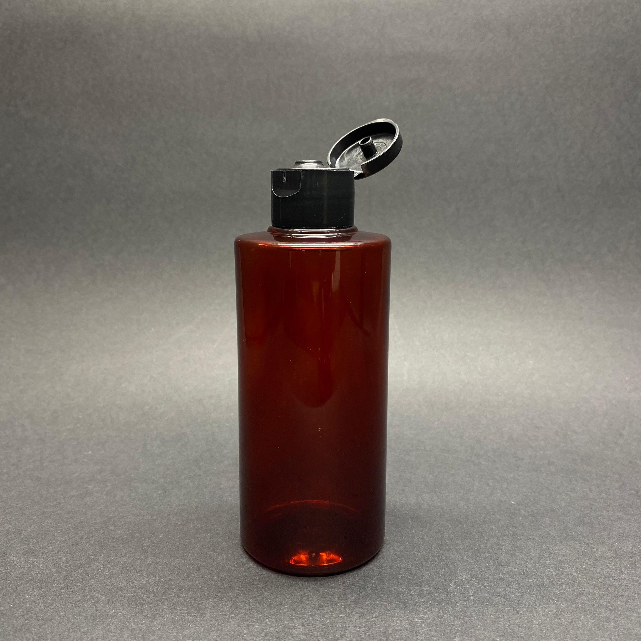 200 CC SİLİNDİR KESKİN KÜT MODEL SERT (25 GR) PET ŞİŞE - SİYAH FLİPTOP KAPAKLI - AĞIZ ÇAPI 24 MM - AMBER