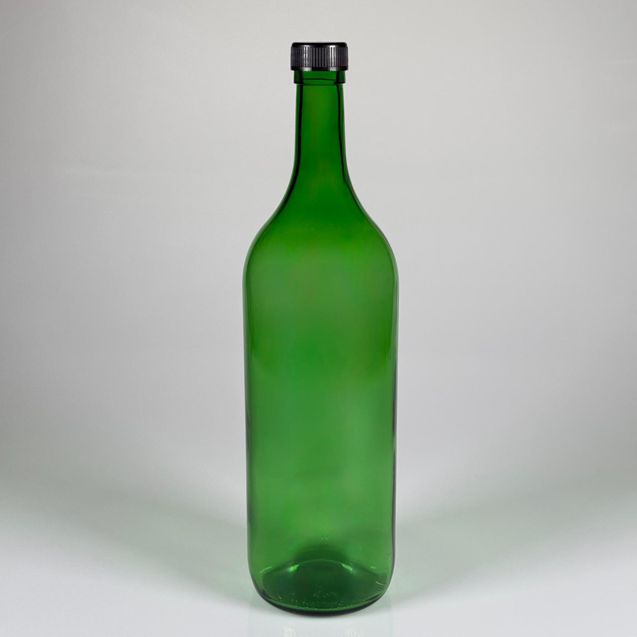 1500 CC YEŞİL CAM ŞİŞE - SİYAH PLASTİK KAPAKLI - 1500 ML CAM ŞİŞE - 1,5 LİTRE CAM ŞİŞE