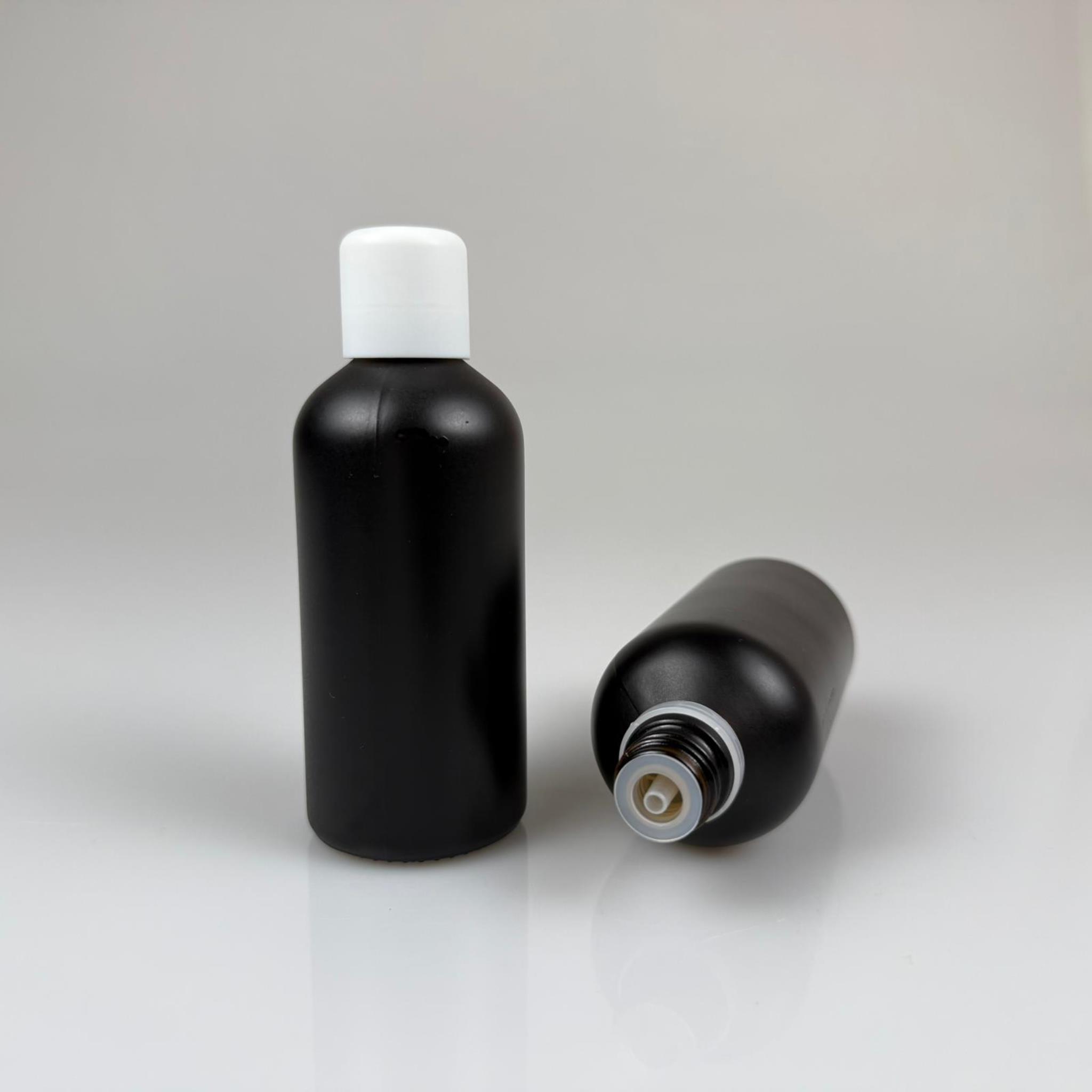 100 CC MAT SİYAH CAM ŞİŞE + İÇTEN DAMLALIKLI ÇOCUK KİLİTLİ BEYAZ KAPAK - MAT SİYAH 100 ML KİLİT KAPAKLI DAMLATMALI ŞİŞE