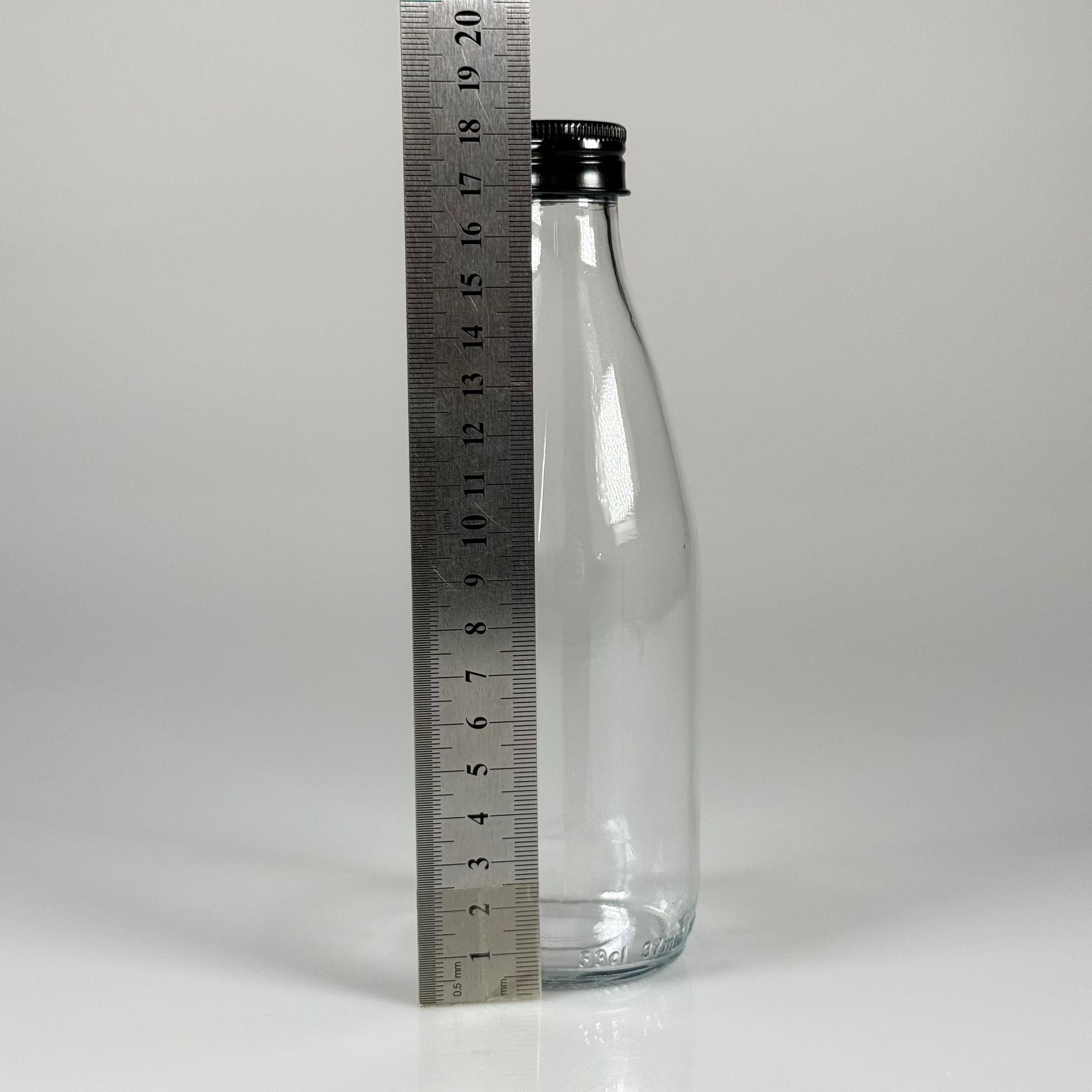 330 ML LÜKS CAM SU ŞİŞESİ - 330 CC BOŞ CAM SU ŞİŞELERİ - SİYAH ALÜMİNYUM METAL KAPAKLI (ELLE AÇILIP KAPANABİLİR) - RESTORAN, CAFE, OTEL VS İÇİN PREMİUM CAM ŞİŞE