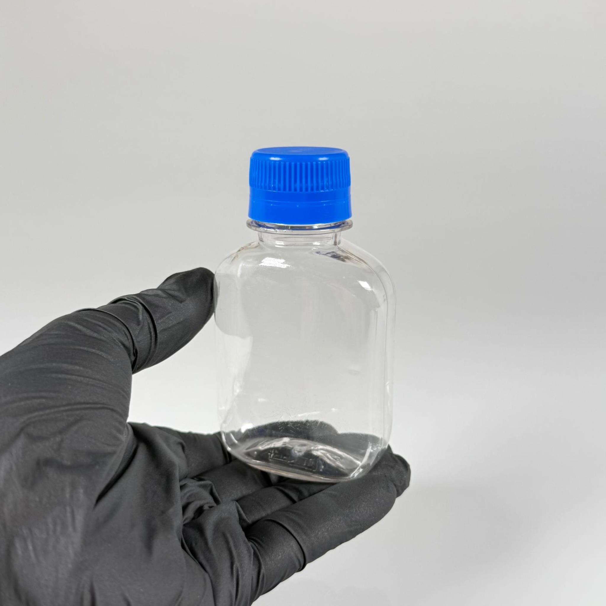 100 CC KİLİTLİ CONTALI KAPAKLI PLASTİK ŞİŞE - 100 ML PET ŞİŞE KALIN (15 GR) - ELLE KAPATARAK KİLİTLENİR SIZDIRMAZ MAVİ KAPAK - NUMUNE ŞİŞESİ