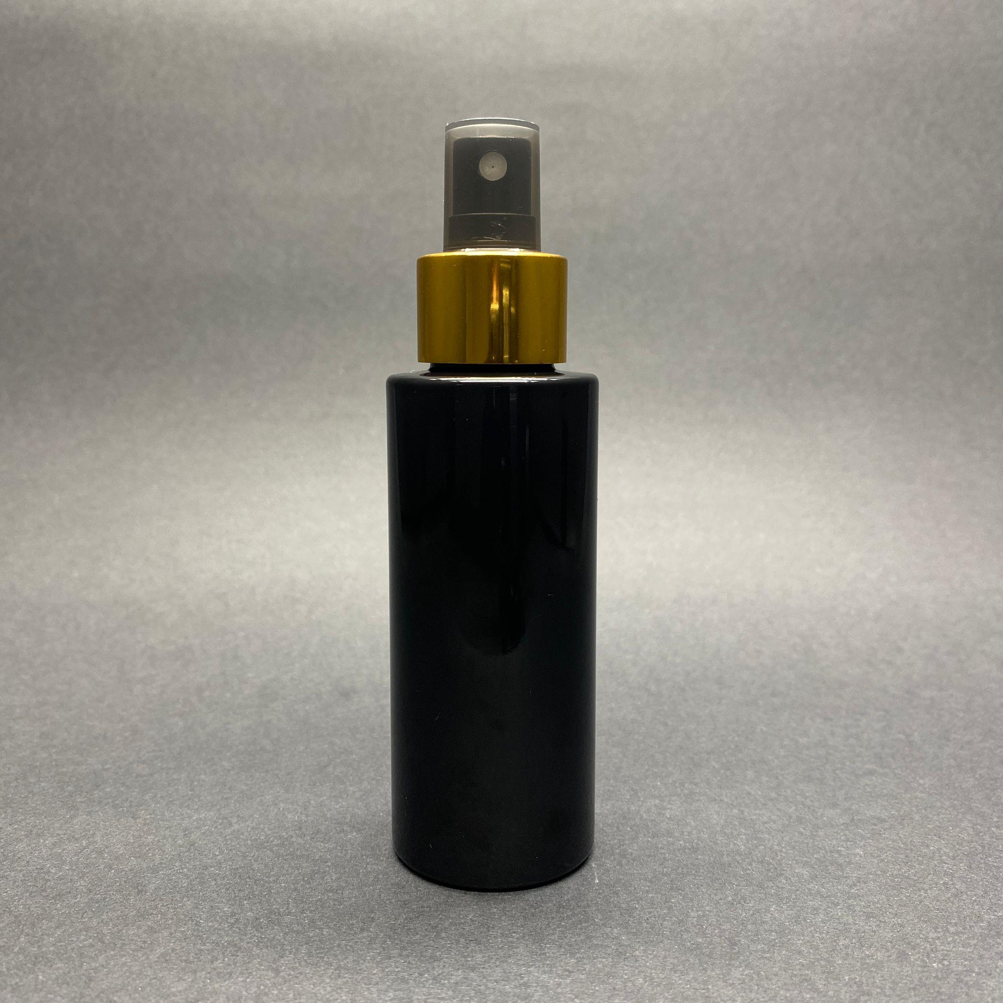 100 CC SİLİNDİR KESKİN KÜT MODEL SERT (17 GR) PET ŞİŞE - GOLD SPREYLİ - AĞIZ ÇAPI 24 MM - SİYAH