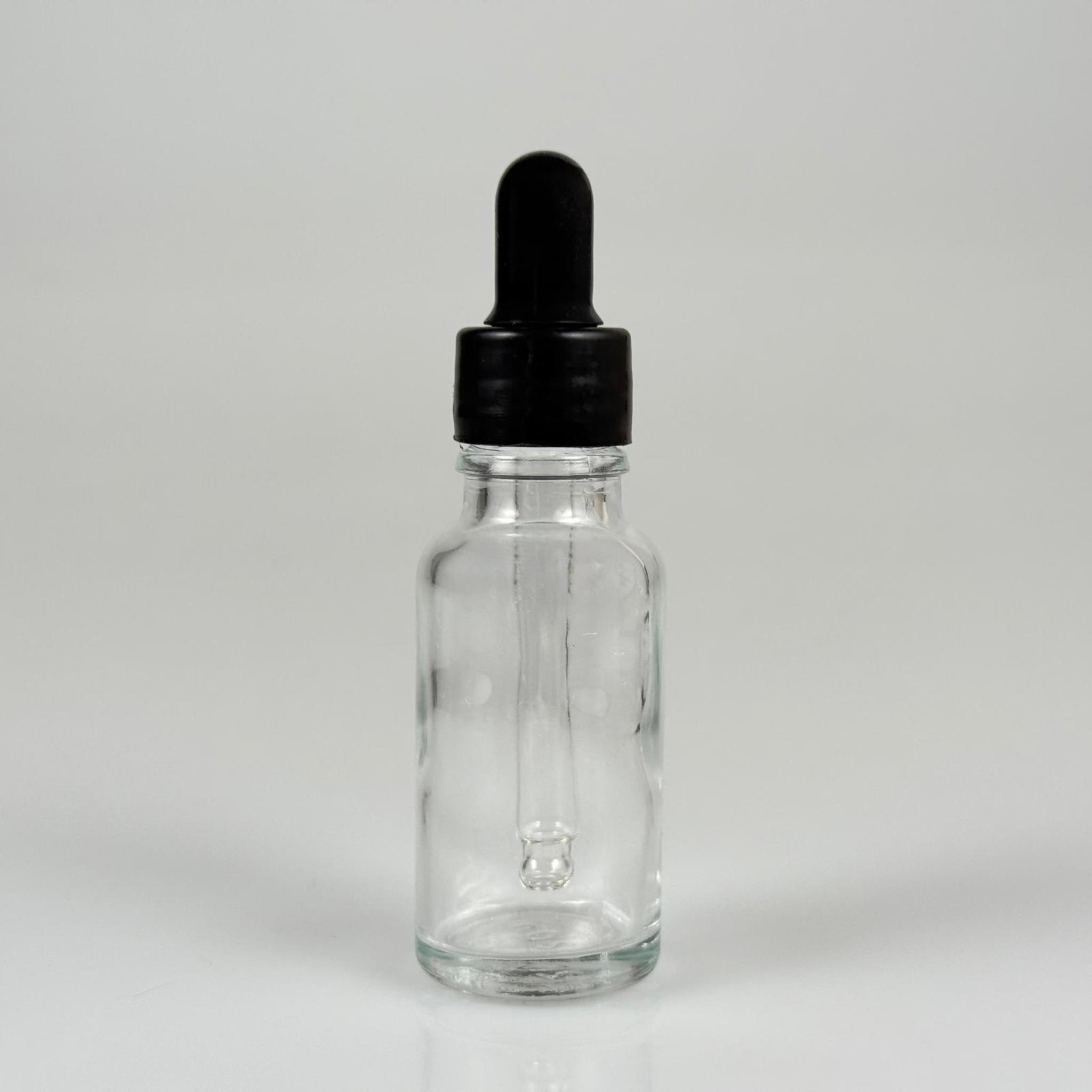 20 CC ŞEFFAF CAM DAMLALIKLI ŞİŞE - SİYAH EMZİK + SİYAH DÜZ KAPAK + CAM PİPET TAKIM - 20 ML DAMLALIKLI ŞİŞE SETİ