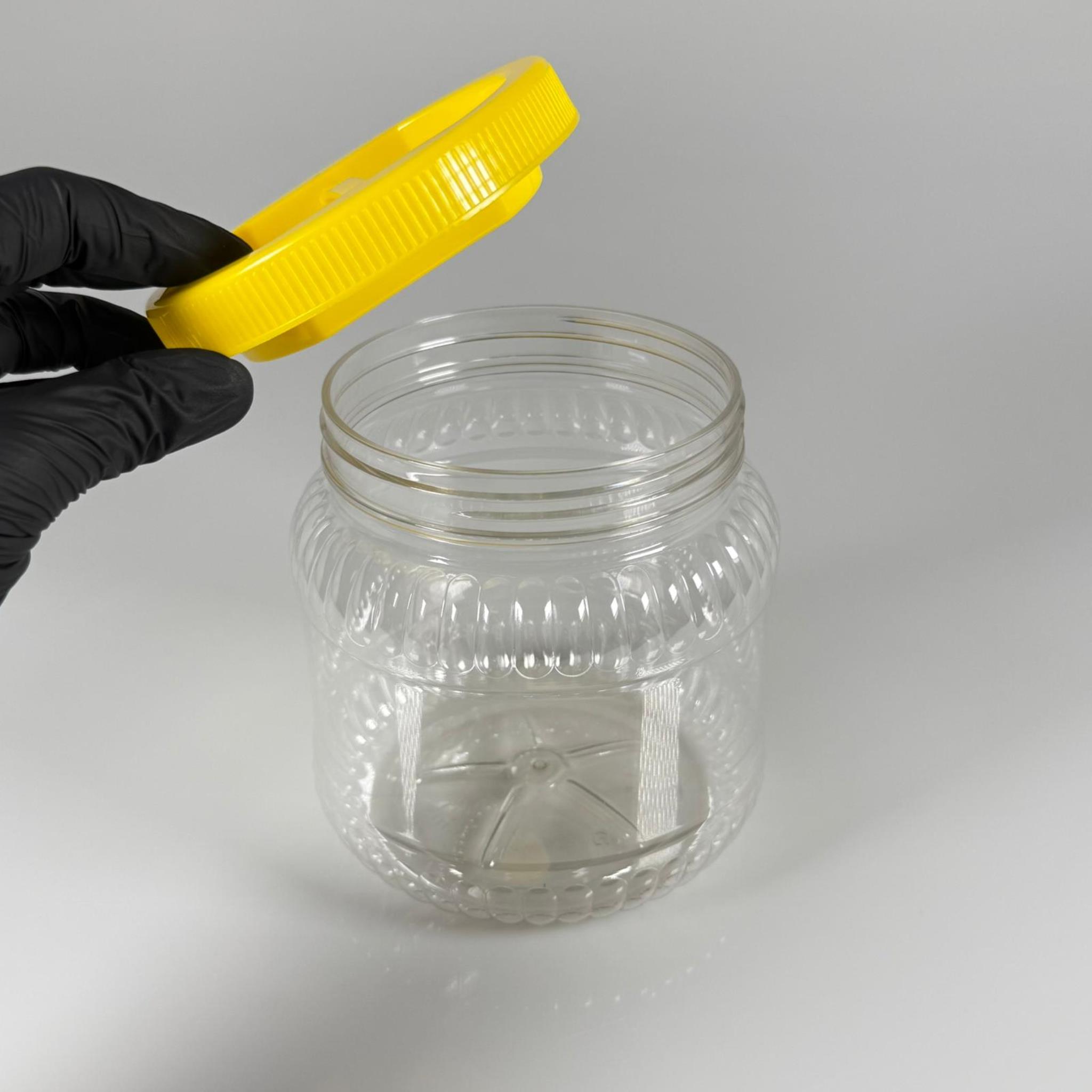 1300 CC PET KAVANOZ - SARI KAPAKLI - PLASTİK KAVANOZ - 1,3 LT PET BİDON - 1300 ML YUVARLAK KAVANOZ 110 MM AĞIZ- TURŞU, ZEYTİN VB İÇİN BOŞ PLASTİK BİDONLARI