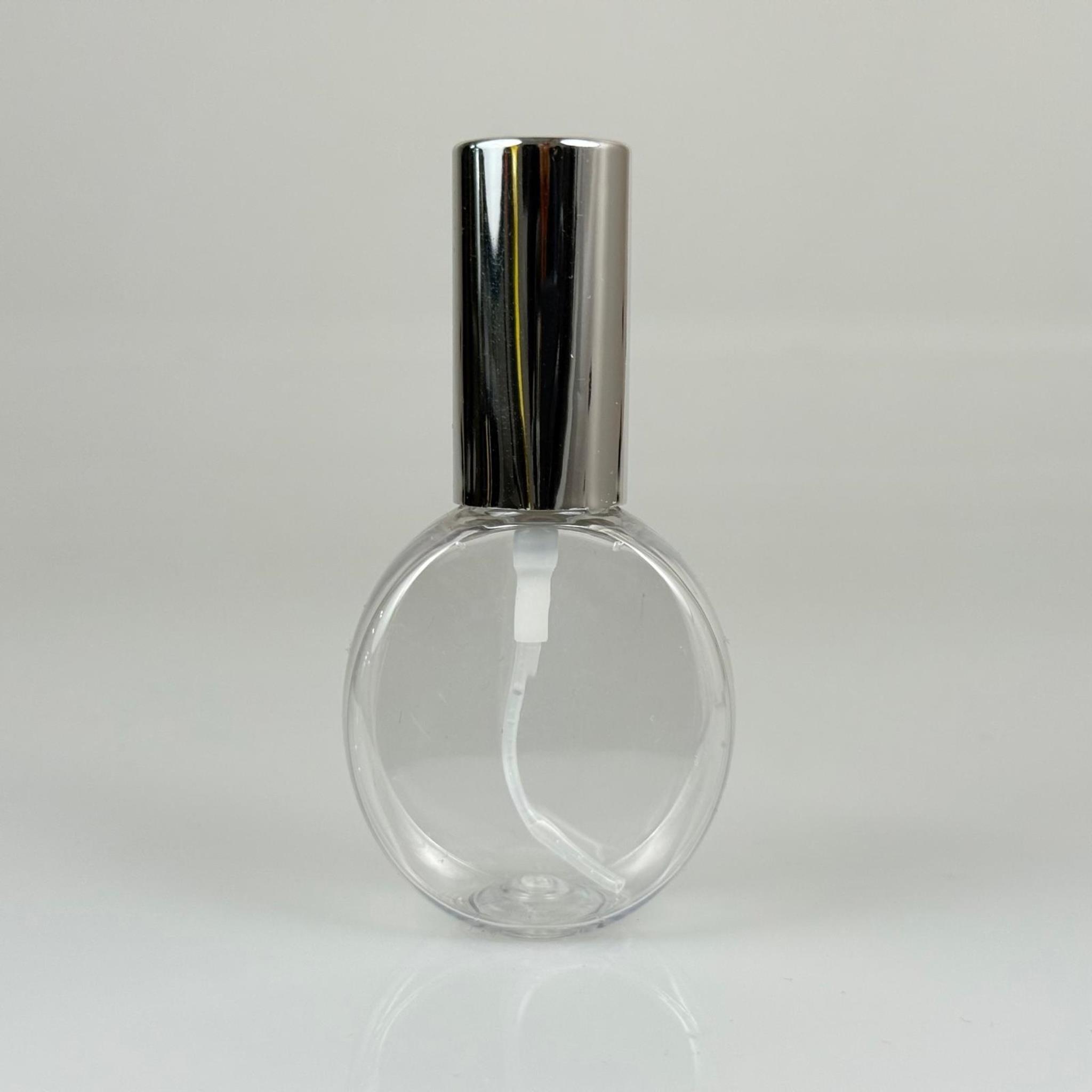 40 ML PET KOLONYA, PARFÜM VB ŞİŞELERİ - METAL ALÜMİNYUM GÜMÜŞ KAPAK + VİDALI SPREY + 40 CC YUVARLAK ŞİŞE SET TAKIM