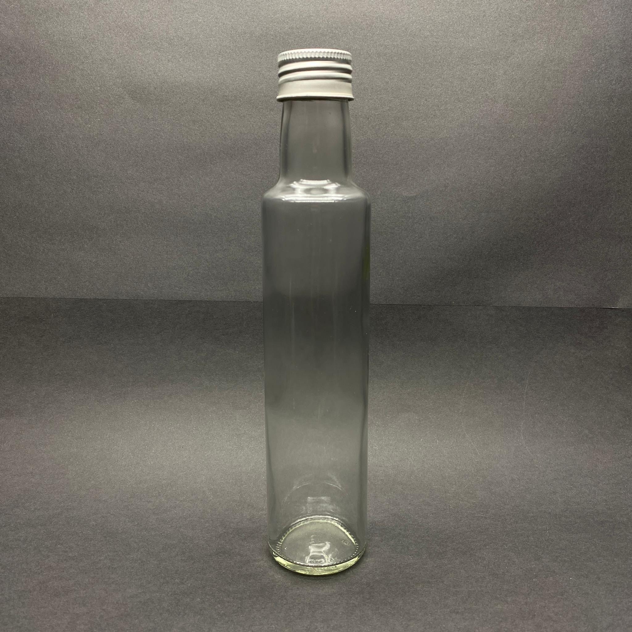 250 CC DORİKA CAM ŞİŞE - GÜMÜŞ METAL ALÜMİNYUM KAPAKLI - 250 ML DORİKA YAĞ ŞİŞESİ - SİRKE ŞİŞESİ