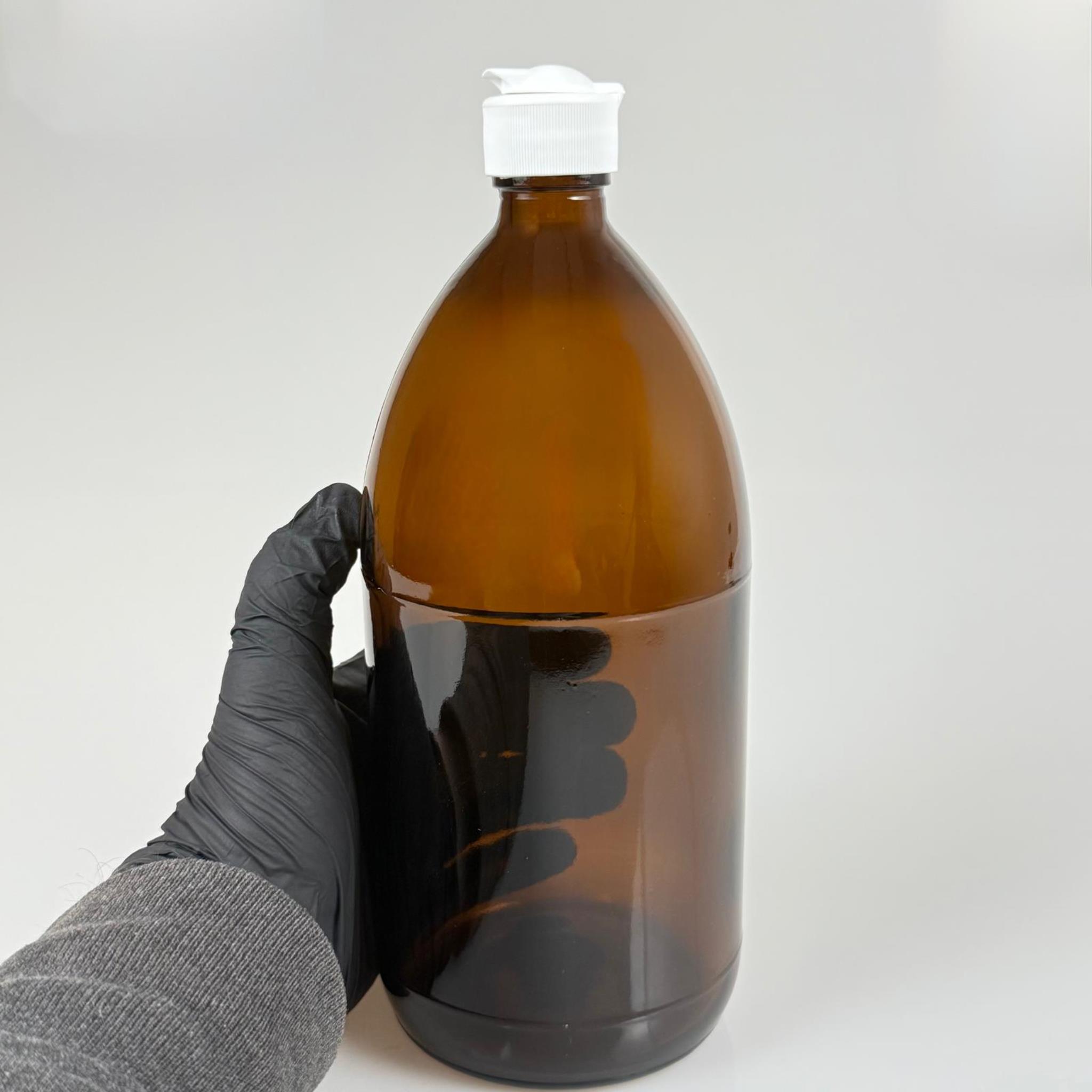 1000 CC AMBER TOMBUL ÖZEL SERİ CAM ŞİŞE - AKITICILI BEYAZ FLİPTOP KAPAKLI - 1000 ML CAM ECZA ŞİŞESİ - KAHVERENGİ
