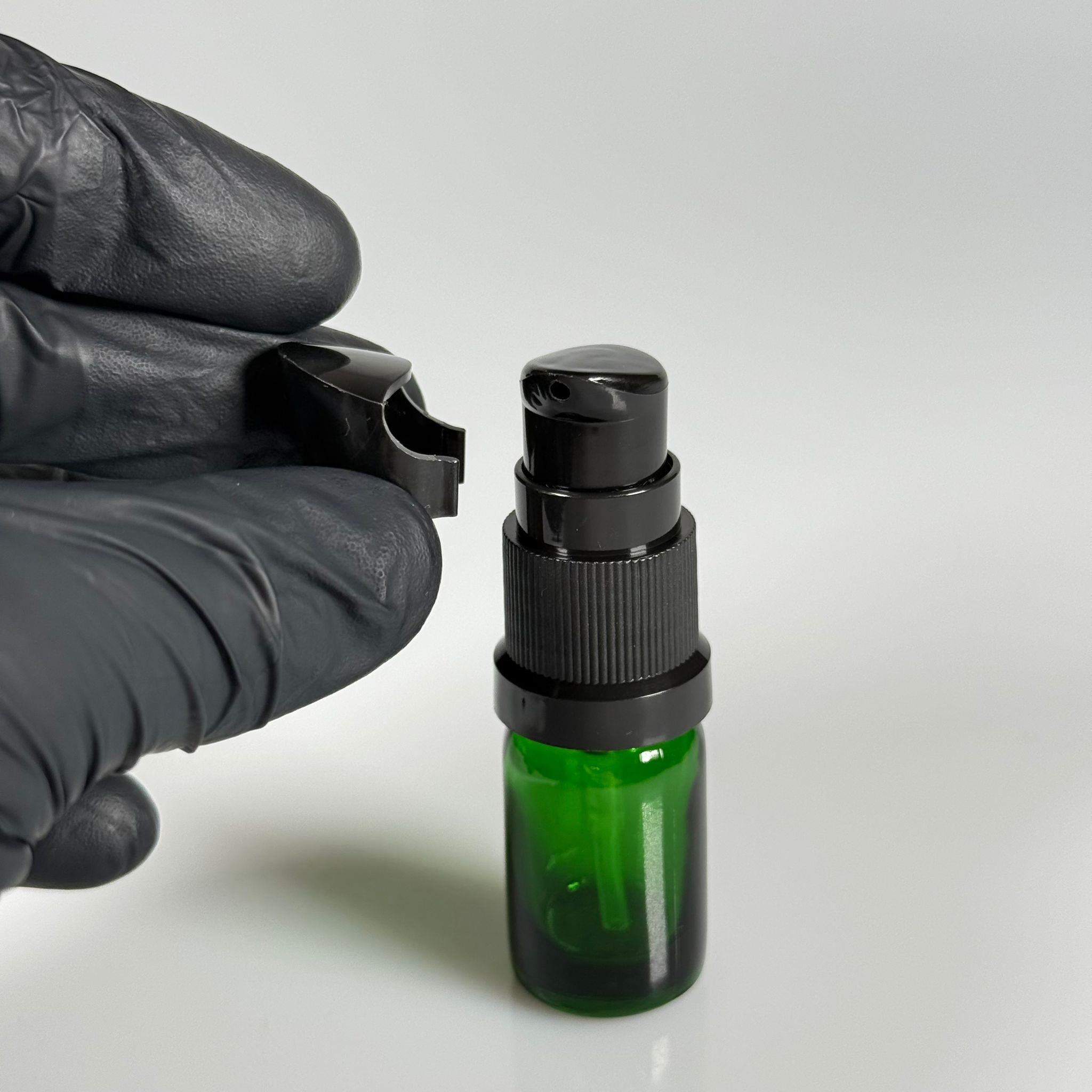 5 CC YEŞİL CAM ŞİŞE - SIZDIRMAZ ETEKLİ SİYAH LOSYON POMPALI TAKIM - 5 ML LOSYON ŞİŞESİ - YAĞ, KREM GİBİ YOĞUN KIVAMLI SIVILAR İÇİN CAM AMBALAJ