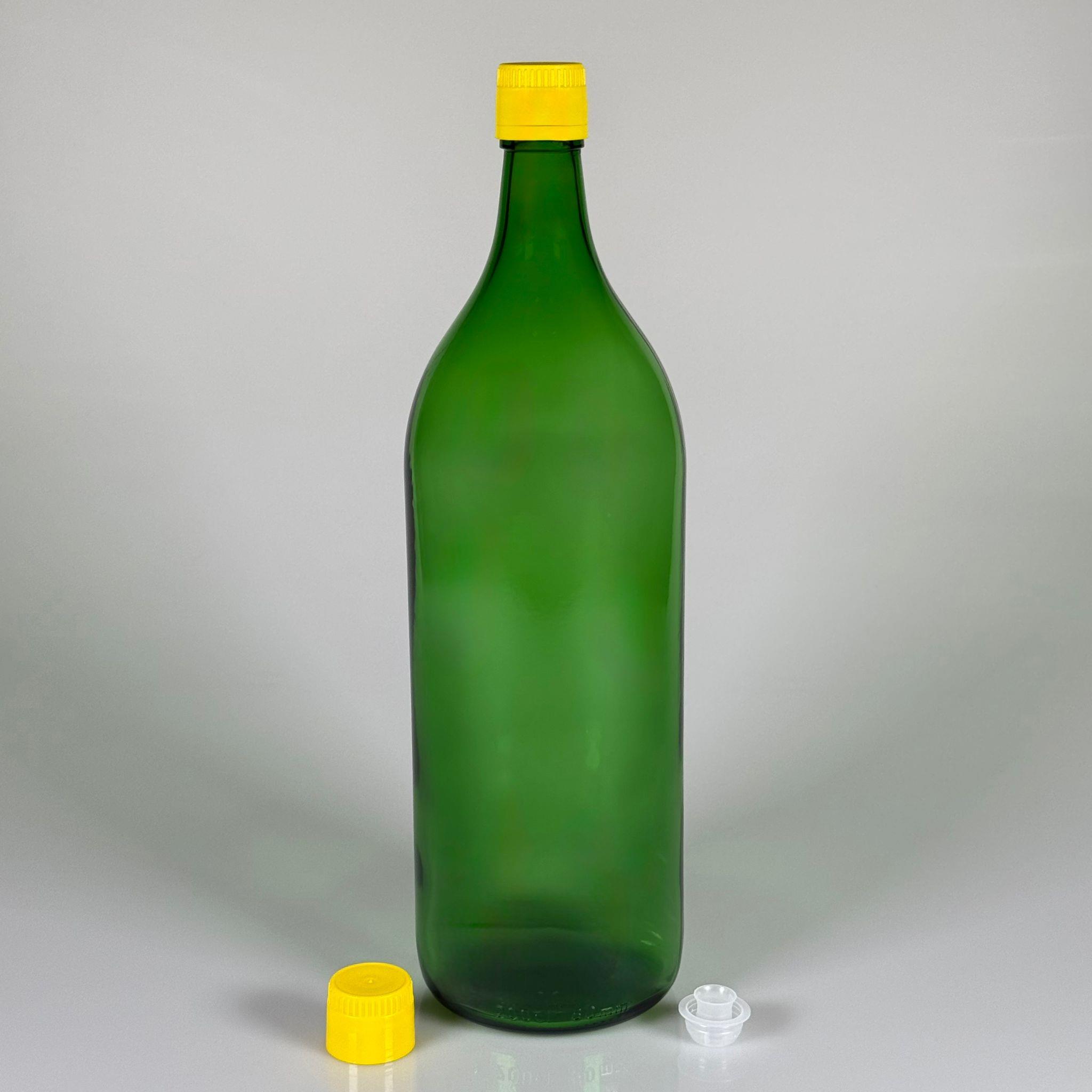 2000 CC YEŞİL CAM ŞİŞE - KİLİTLİ SARI AKITICILI DROP - STOP KAPAKLI - 2 LİTRE YAĞ ŞİŞESİ - SİRKE ŞİŞESİ - ZEYTİNYAĞ İÇİN BOŞ CAM ŞİŞE