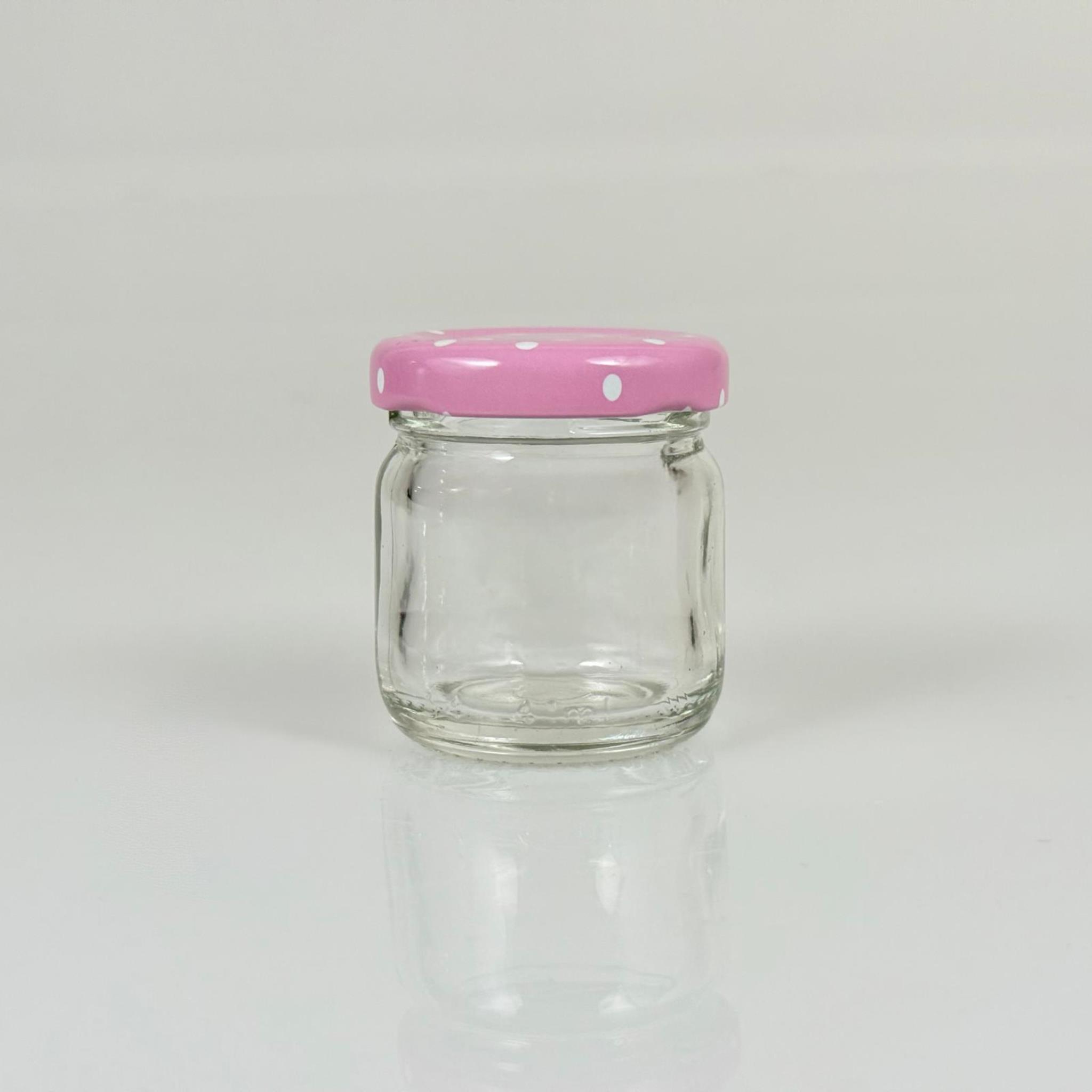 40 CC CAM KAVANOZ - PEMBE METAL KAPAKLI - 40 ML CAM KAVANOZ