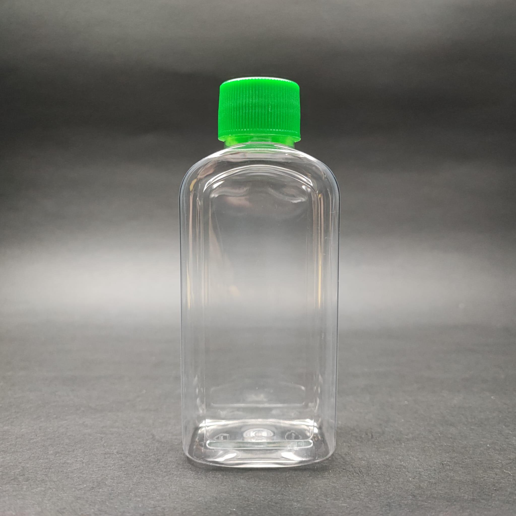 140 CC YASSI PET ŞİŞE - CONTALI YEŞİL KAPAKLI - 140 ML KAPAKLI PLASTİK ŞİŞE
