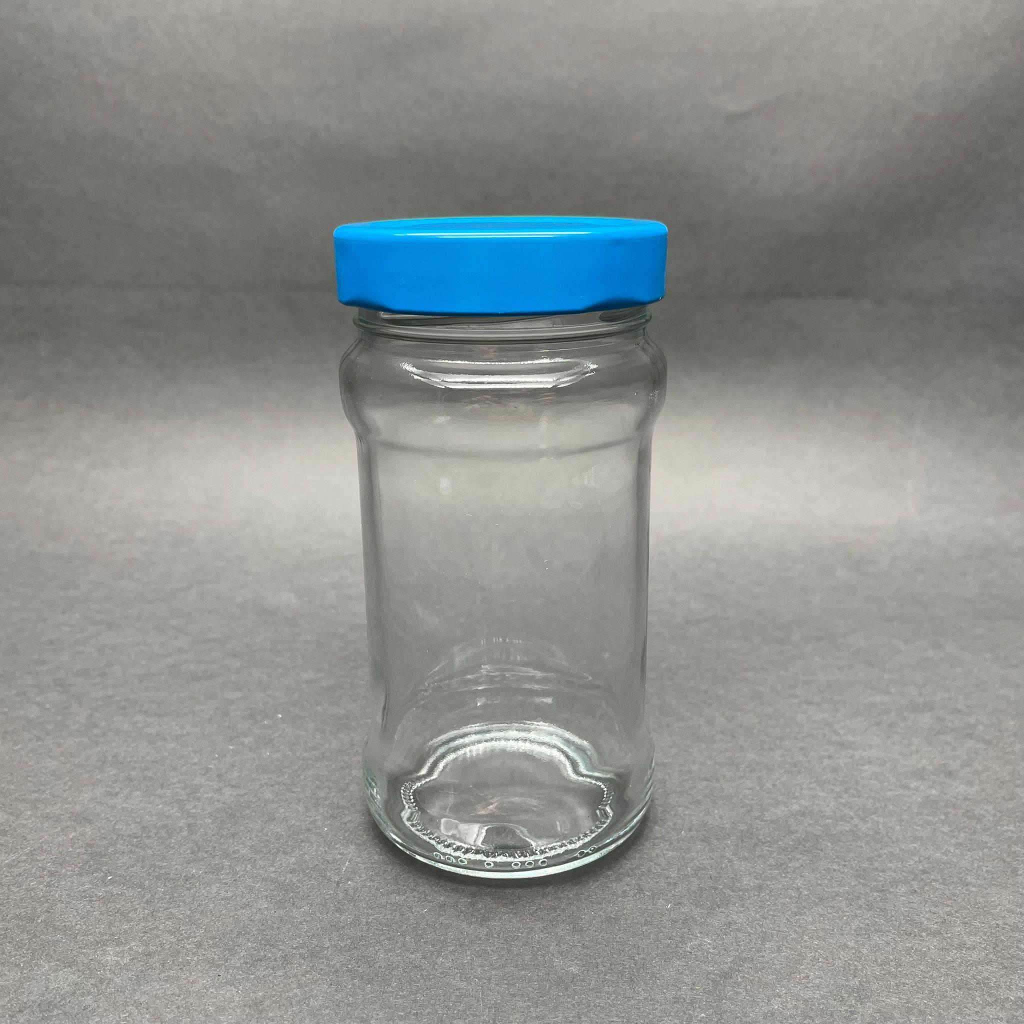 326 CC CAM KAVANOZ - DERİN MAVİ KAPAKLI - 326 ML REÇEL KAVANOZU