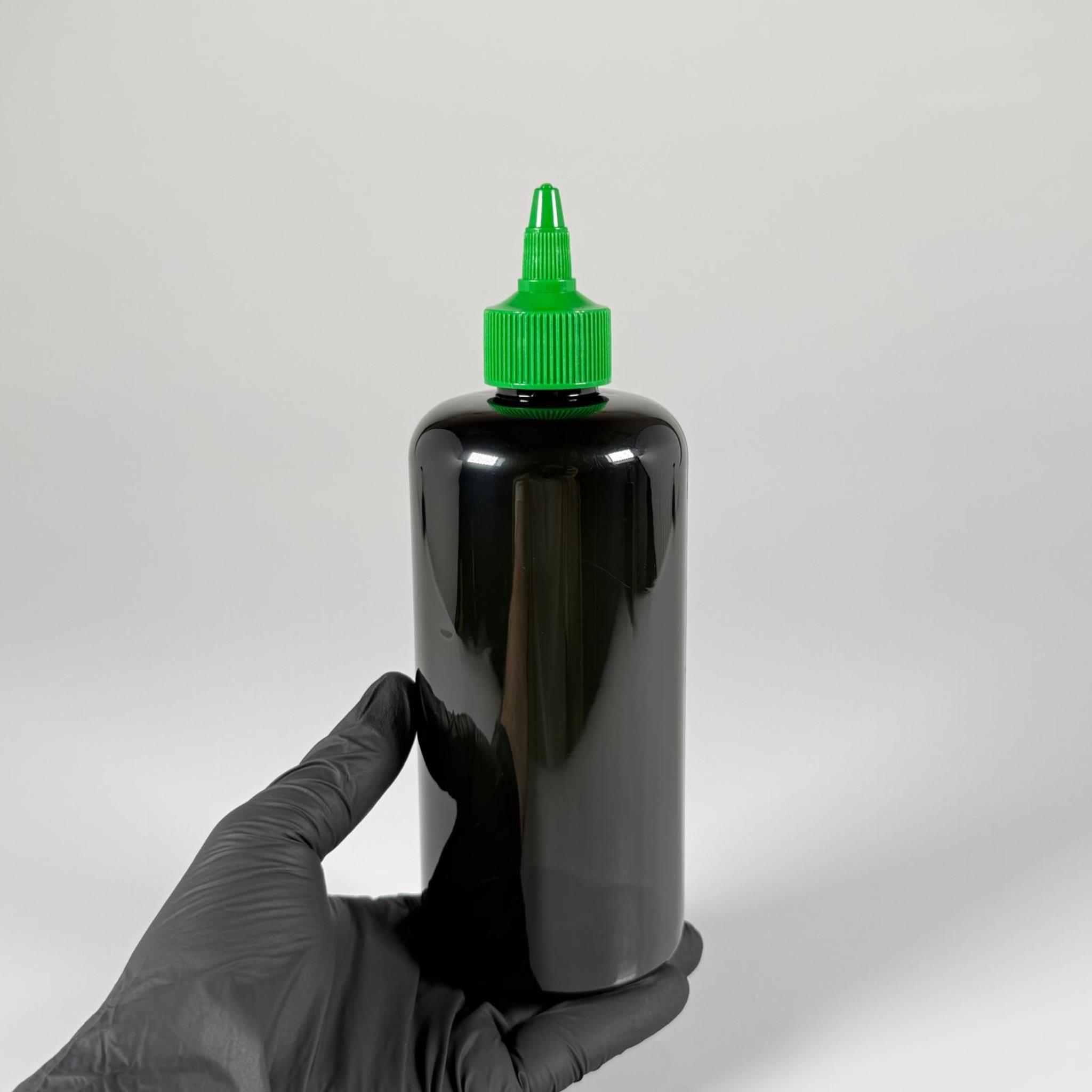 ZEYTİNYAĞI, SOS, ACI SOS, SİRKE, SRIRACHA VB BOŞ ŞİŞELERİ - YEŞİL SİVRİ TWİST AKITICI KAPAK + 500 ML SİYAH SİLİNDİR PET PLASTİK ŞİŞE TAKIM