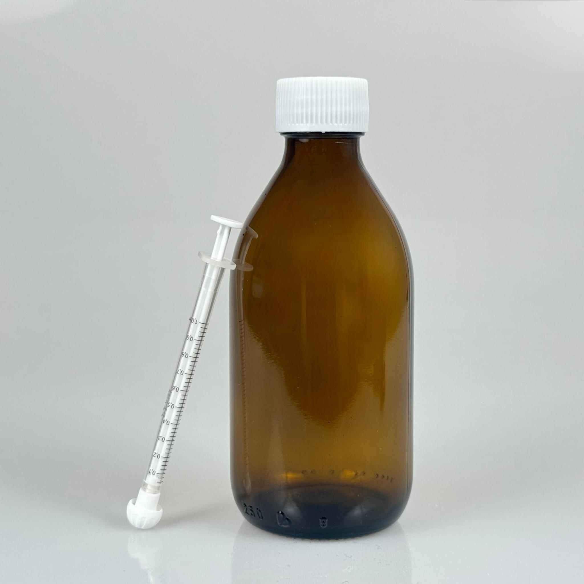 250 ML CAM ECZA ŞİŞESİ + 1 ML DOZAJ PİPETİ + DOZAJ TIPASI + CONTALI PLASTİK KAPAK TAKIM