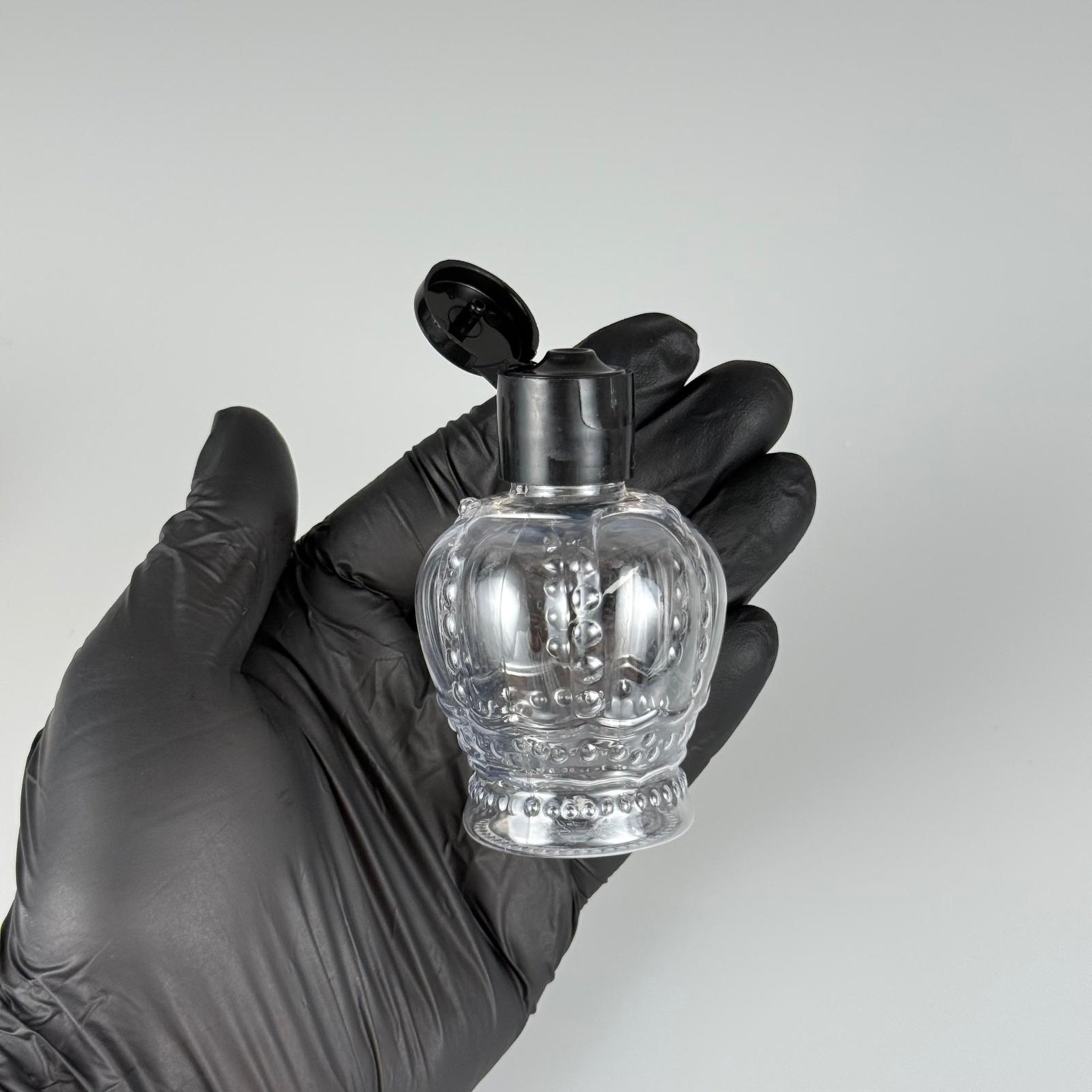 60 CC PET KRAL TACI ŞİŞE -  FLİPTOP SİYAH AKITICI AÇILIR KAPAKLI - 60 ML BOŞ PLASTİK KOLONYA ŞİŞELERİ