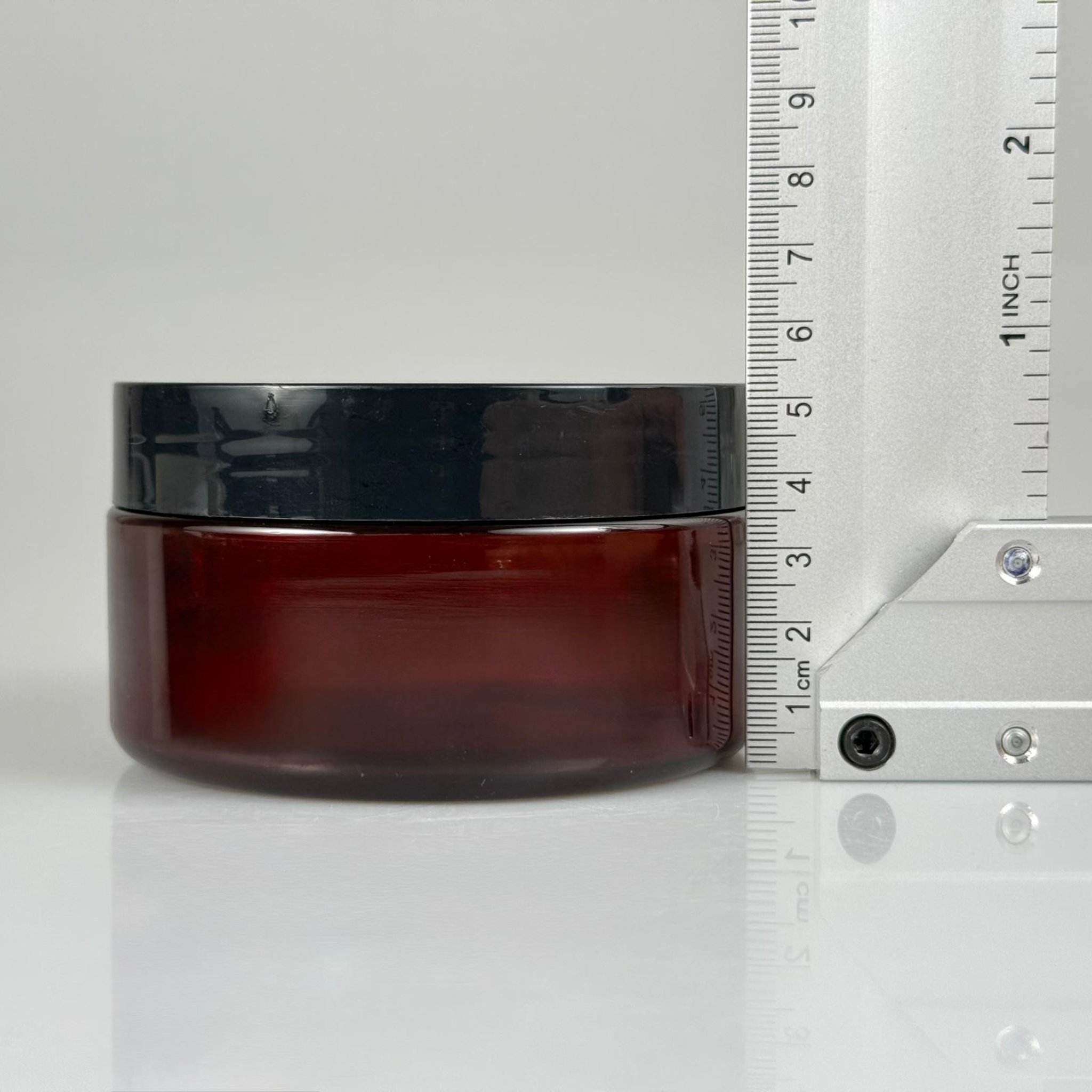 200 CC SERT PLASTİK AMBER KAVANOZ - SİYAH KAPAKLI  - 200 ML KAHVERENGİ KAVANOZ
