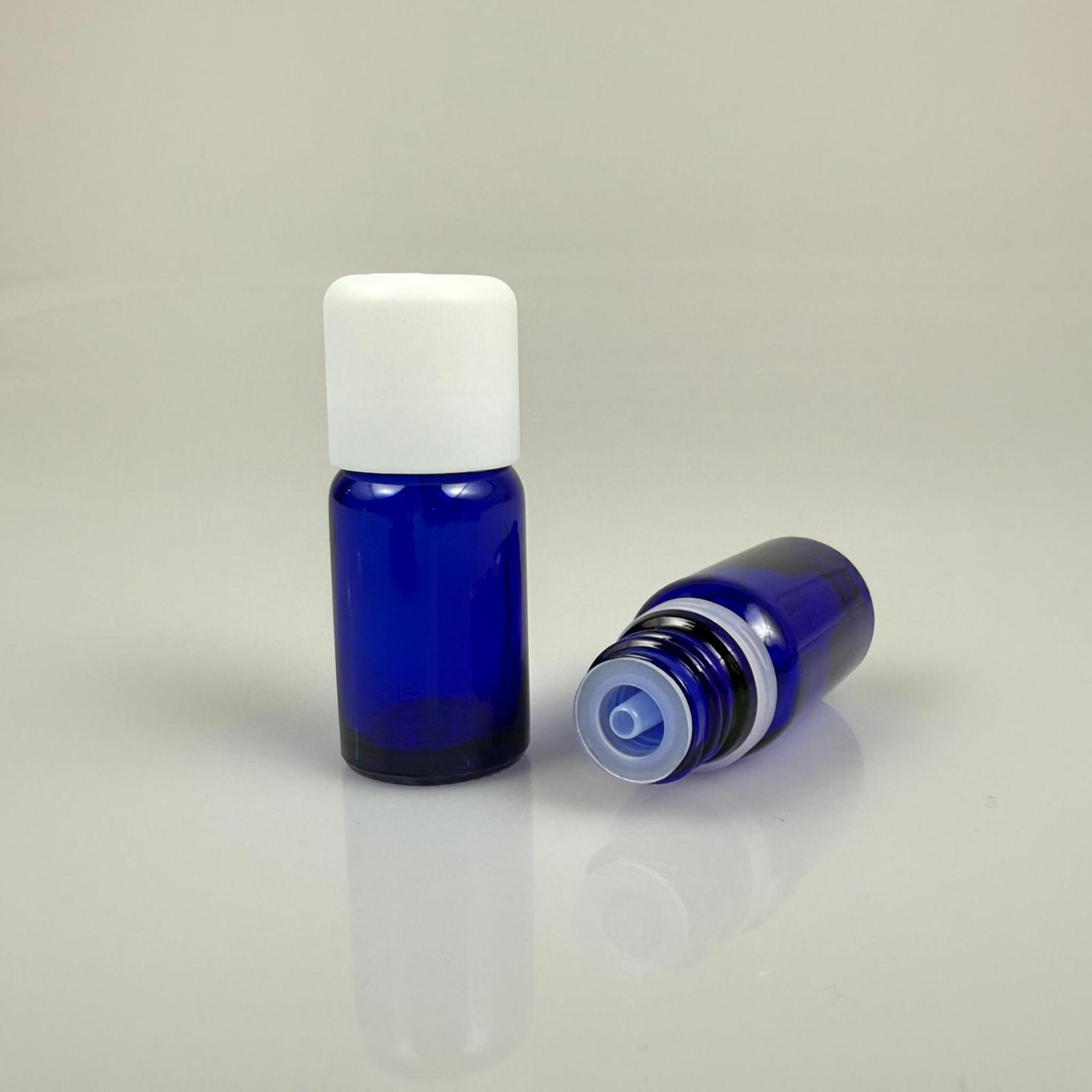 10 CC MAVİ CAM ŞİŞE + İÇTEN DAMLALIKLI ÇOCUK KİLİTLİ BEYAZ KAPAK - MAVİ 10 ML KİLİT KAPAKLI DAMLATMALI ŞİŞE