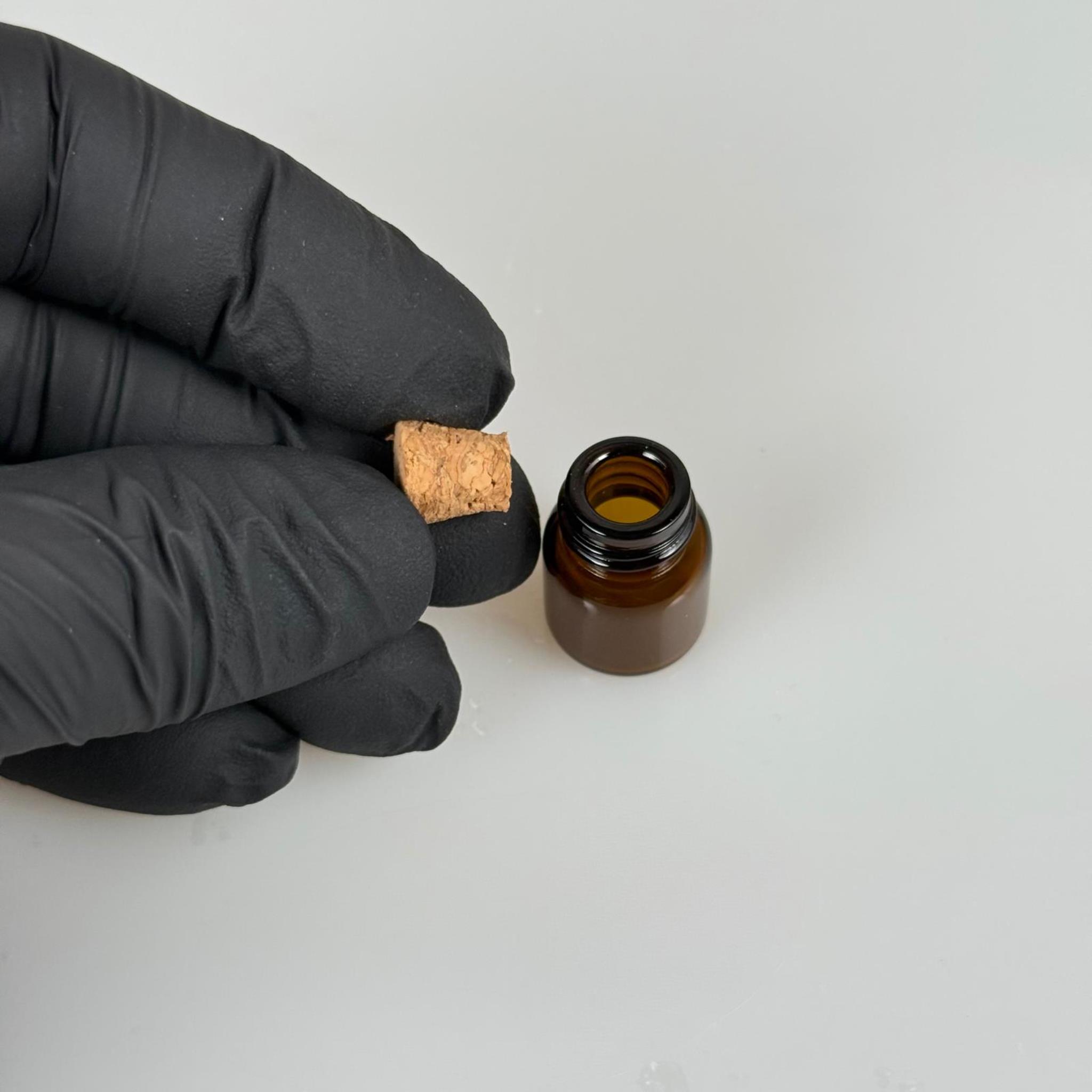 1 CC MANTAR TIPALI CAM ŞİŞE - AMBER 1 ML MANTARLI MİNİ CAM ŞİŞE