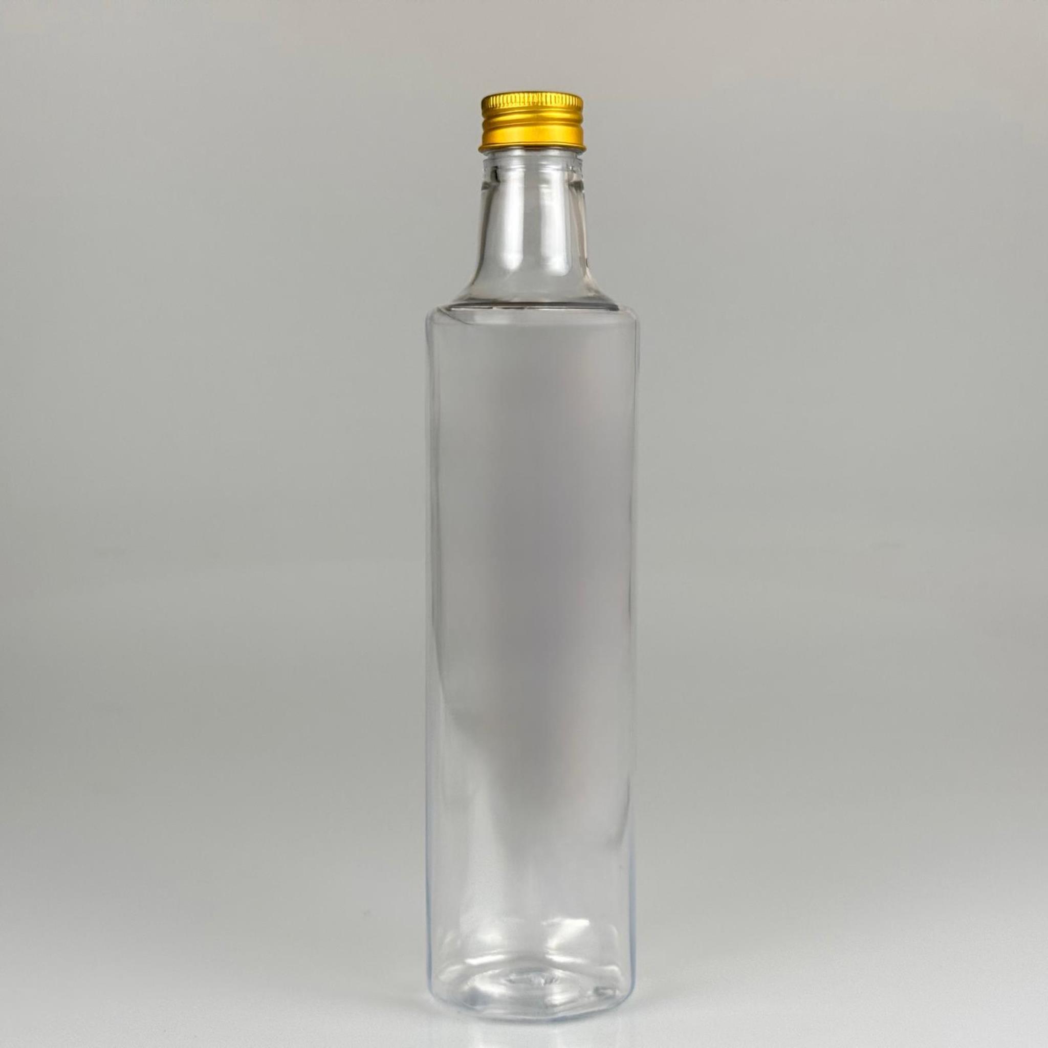 500 CC DORİKA SİLİNDİR PET ŞİŞE - CONTALI GOLD METAL KAPAKLI -  (60 GR) CAM GÖRÜNÜMLÜ SERT KALIN KIRILMAZ 500 ML SİLİNDİR PLASTİK ŞİŞE