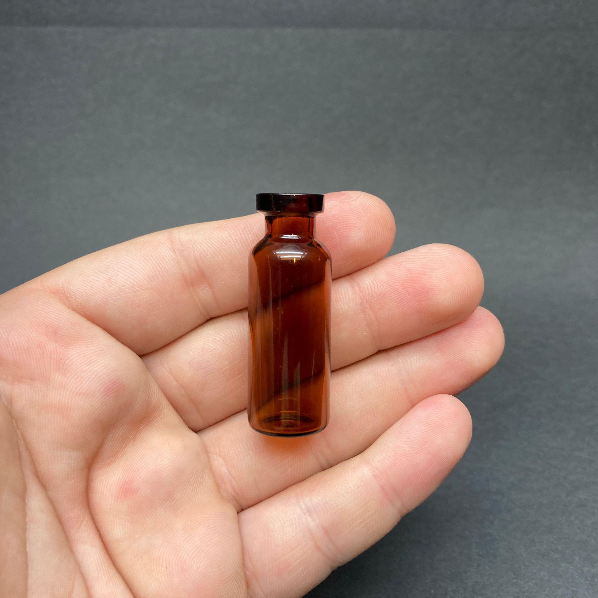 5 CC CAM ŞİŞE AMBER - ÇEKME CAM - ÜFLEME CAM - İNCE CAM FLAKON PENİSİLİN ŞİŞE - KAPAKSIZ - AĞIZ ÇAPI 13 MM