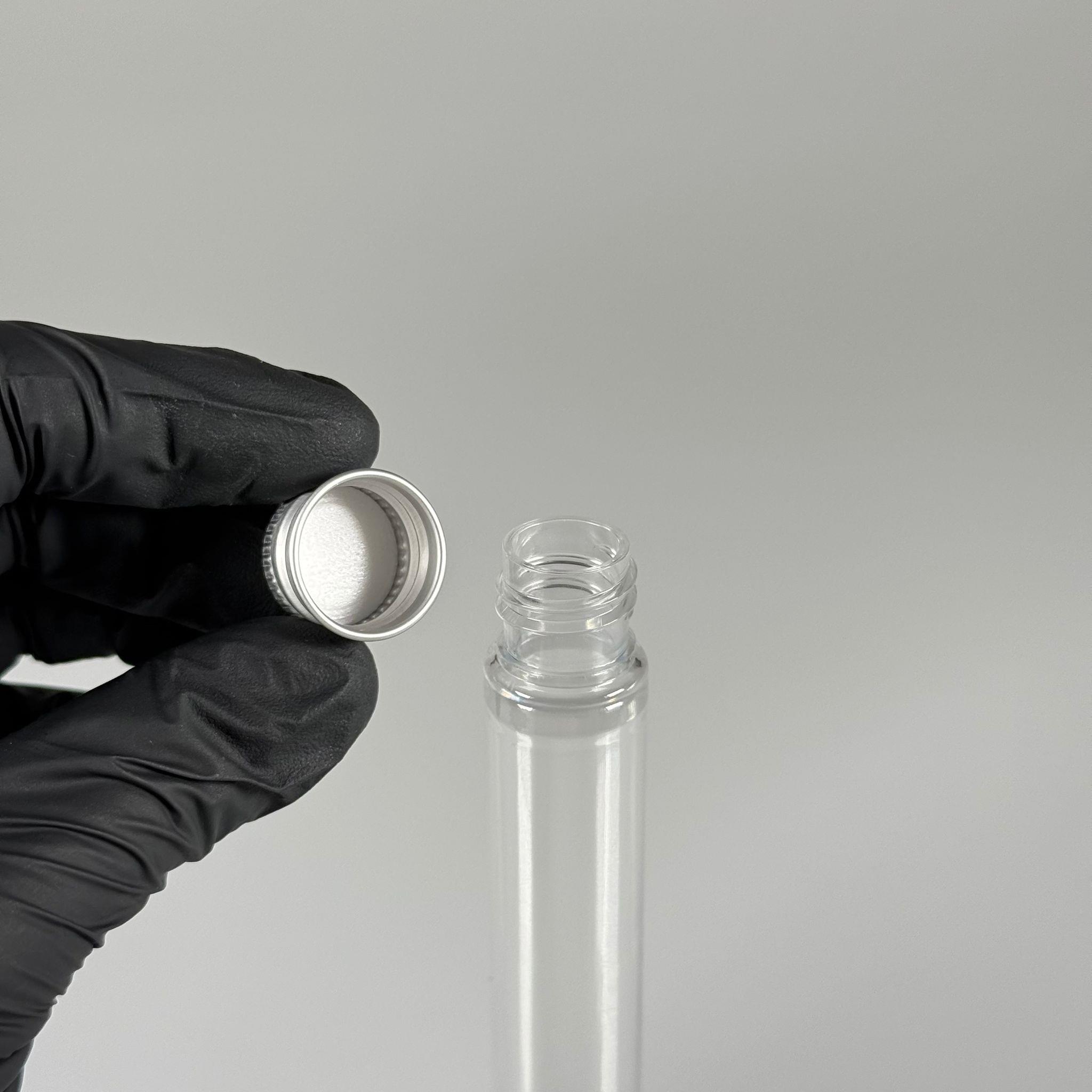 16 CM TÜP - 45 CC UZUN İNCE PET ŞİŞE - CONTALI GÜMÜŞ METAL KAPAKLI  - VANİLYA ÇUBUĞU, BAHARAT, DENEY TÜPÜ VB İÇİN PLASTİK TÜP