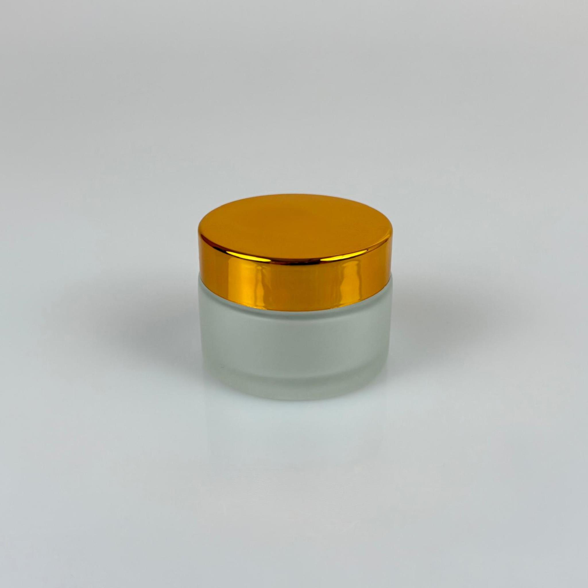 30 CC CAM BUZLU KREM KAVANOZU - GOLD KAPAKLI İÇ CONTALI - 30 ML BUZLU CAM KREM KAVANOZU - BUZLU MUM KAVANOZU