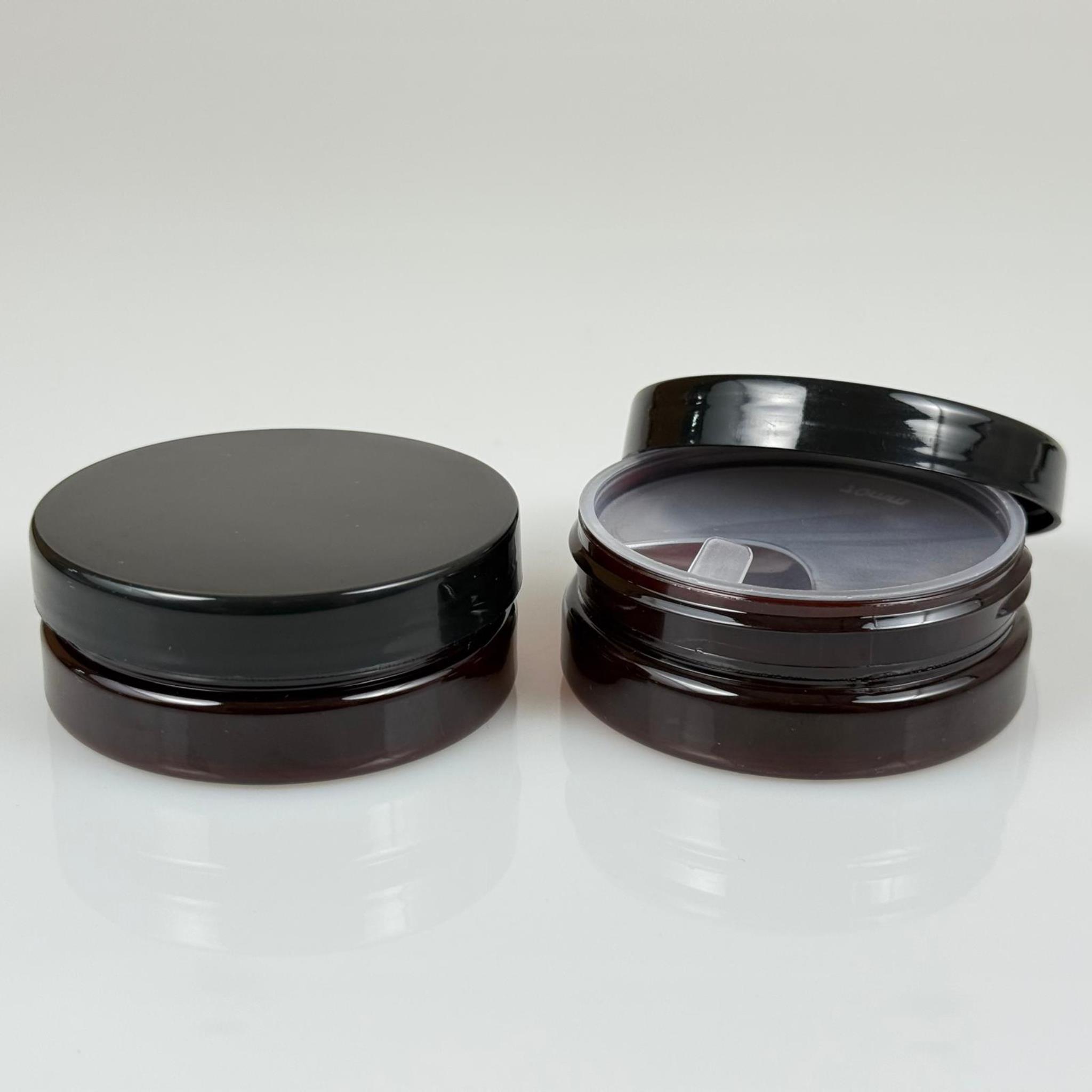 50 ML SERT PET KAVANOZ + SİYAH PLASTİK KAPAK + İÇ TIPA - 50 CC KALIN AMBER PLASTİK KAVANOZ SİYAH PLASTİK KAPAKLI İÇ TIPALI TAKIM - KREM KAVANOZLARI