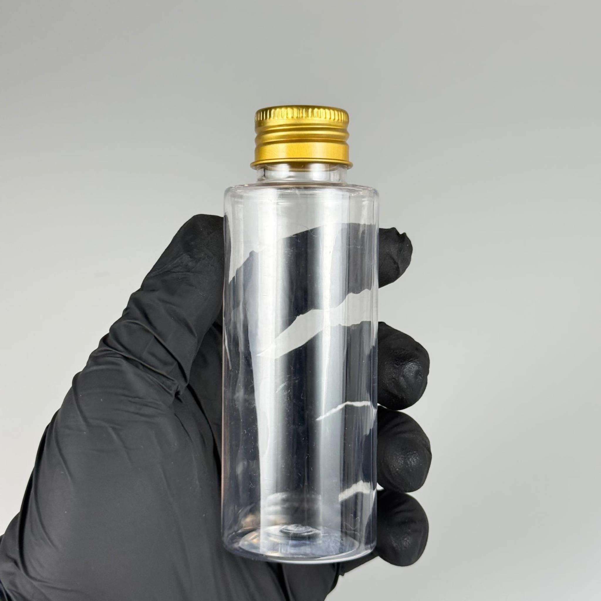 100 CC SİLİNDİR KESKİN KÜT MODEL SERT (17 GR) PET ŞİŞE 24 AĞIZ + KÖPÜK CONTALI GOLD METAL ALÜMİNYUM KAPAK TAKIM - 100 ML KAPAKLI PLASTİK ŞİŞELER