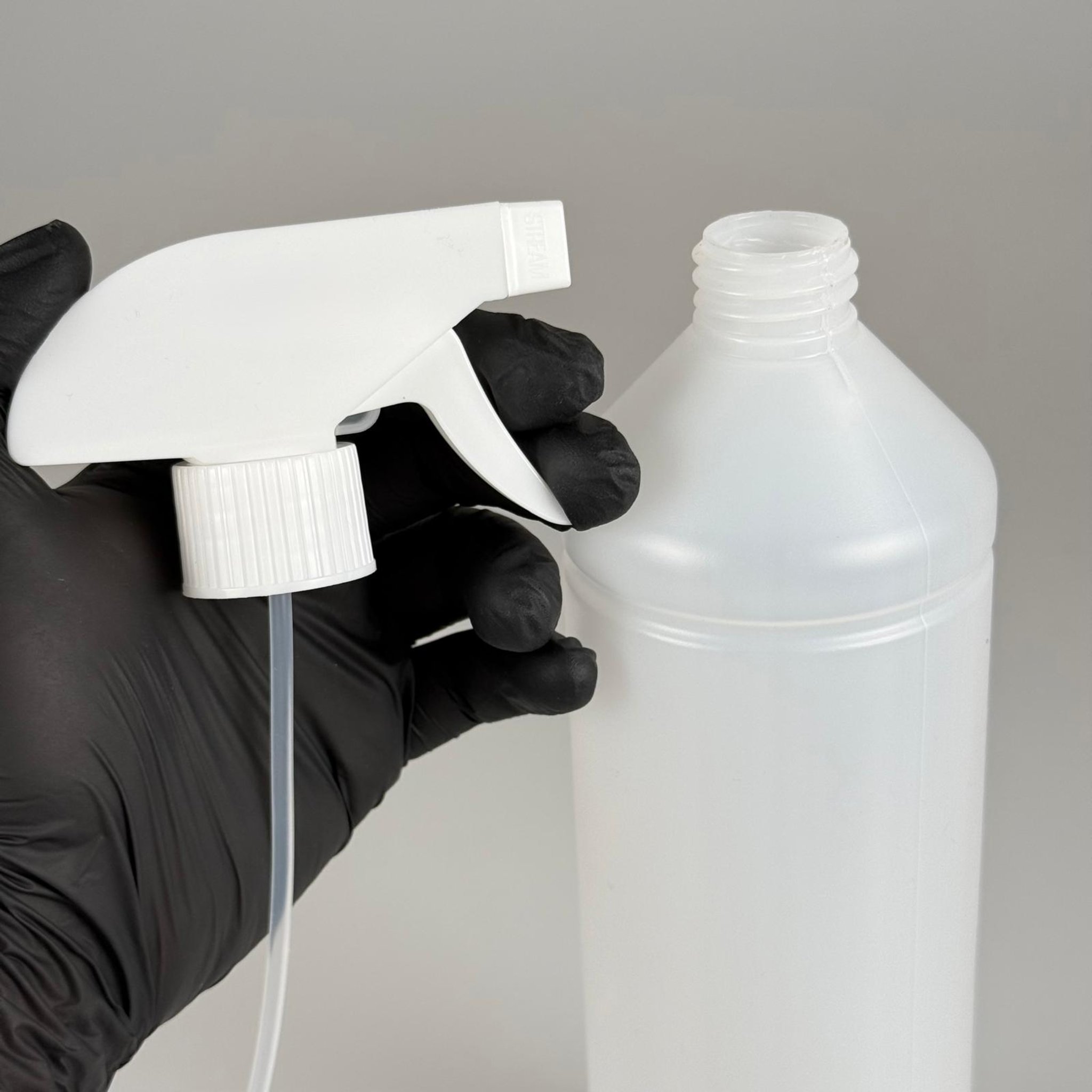 1000 CC TİNER ŞİŞESİ - BEYAZ  TRİGER TETİK SPREYLİ - 1000 ML KİMYASALA DAYANIKLI PLASTİK ŞİŞE - 1 LT POLİETİLEN ŞİŞE - UZUN