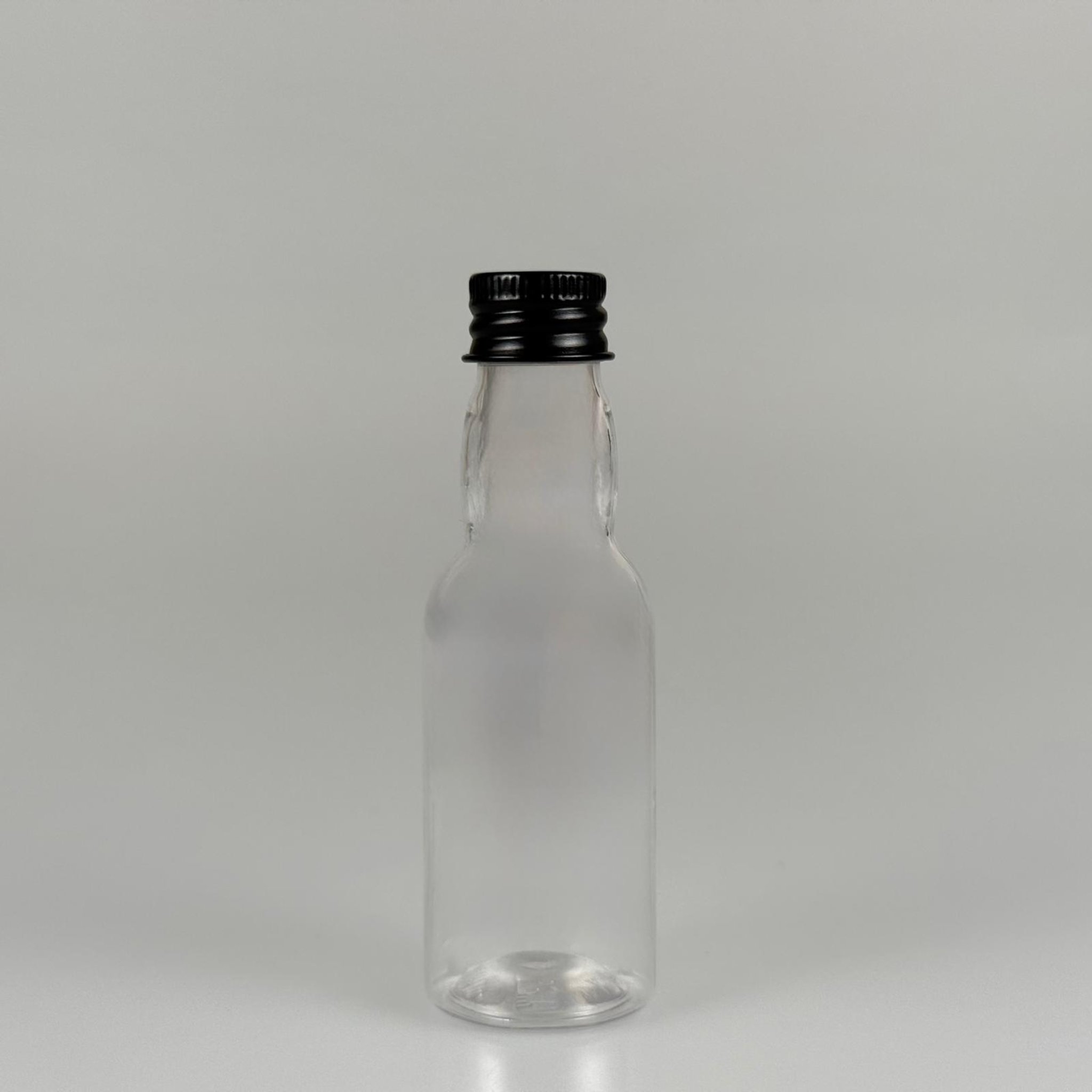 40 CC ŞEFFAF UZUN BOĞAZLI PET ŞİŞE + KÖPÜK CONTALI SİYAH ALÜMİNYUM METAL KAPAKLI TAKIM - 40 ML BOĞAZLI PET ŞİŞE
