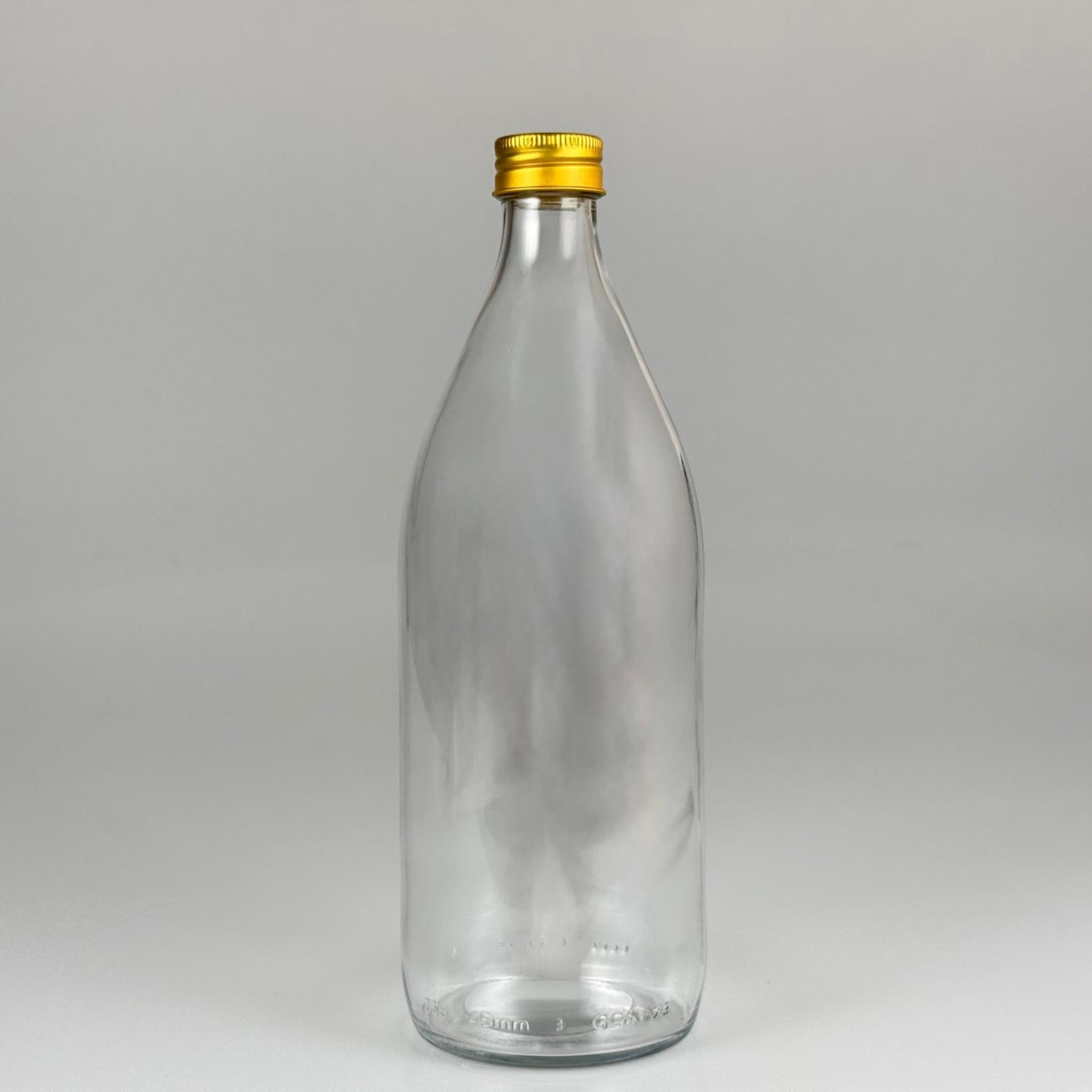 750 ML LÜKS CAM SU ŞİŞESİ - 750 CC BOŞ CAM SU ŞİŞELERİ - GOLD ALÜMİNYUM METAL KAPAKLI (ELLE AÇILIP KAPANABİLİR) - RESTORAN, CAFE, OTEL VS İÇİN PREMİUM CAM ŞİŞE
