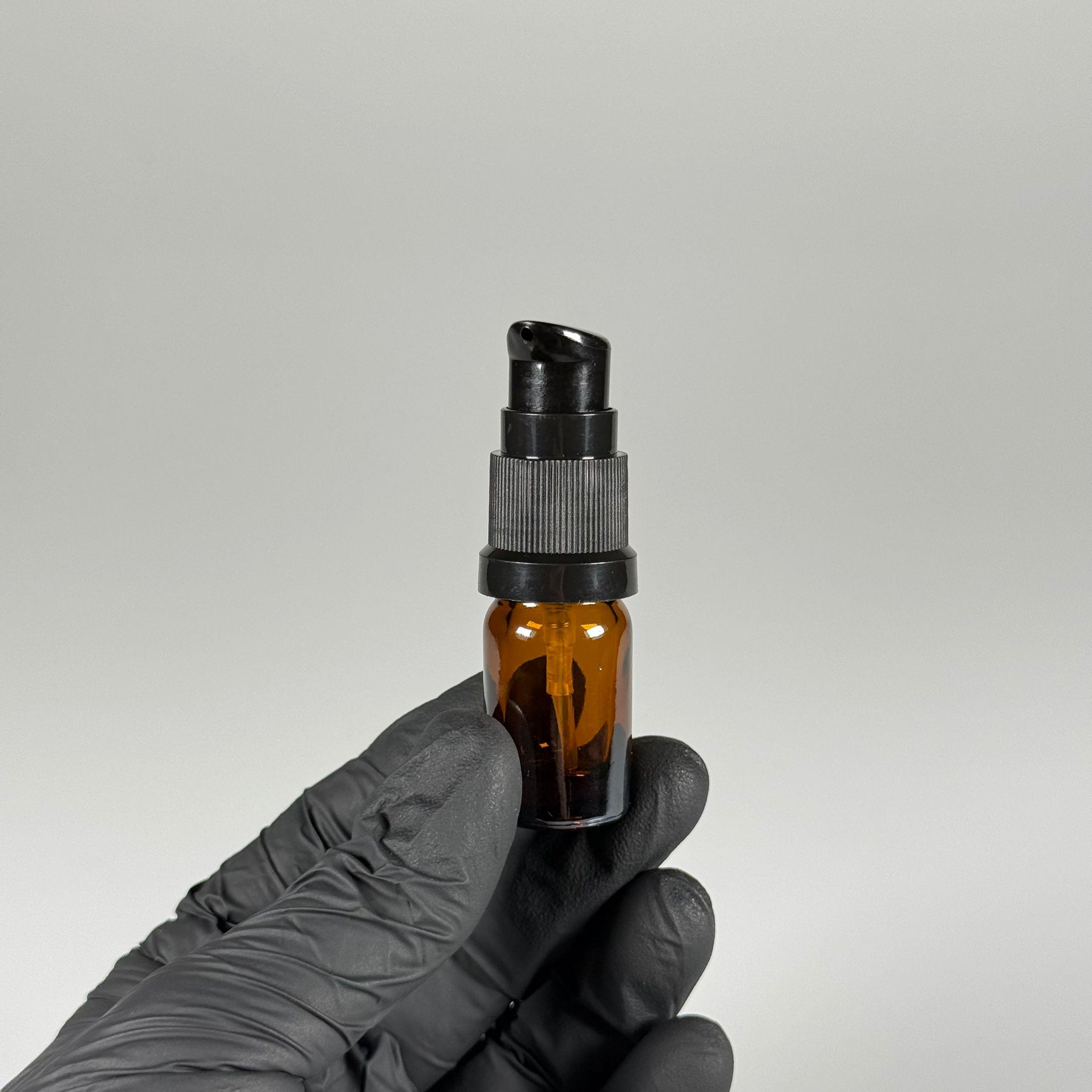 5 CC AMBER CAM ŞİŞE - SIZDIRMAZ ETEKLİ SİYAH LOSYON POMPALI TAKIM - 5 ML LOSYON ŞİŞESİ - YAĞ, KREM GİBİ YOĞUN KIVAMLI SIVILAR İÇİN CAM AMBALAJ