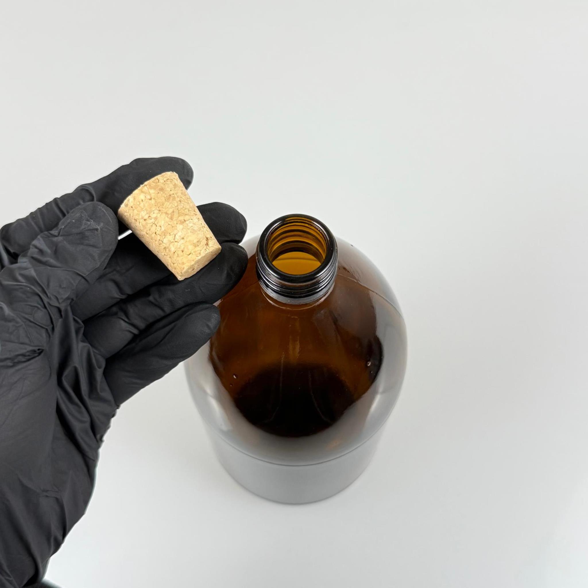 1000 CC AMBER TOMBUL ÖZEL SERİ CAM ŞİŞE - MANTAR TIPALI - 1000 ML CAM ECZA ŞİŞESİ - KAHVERENGİ