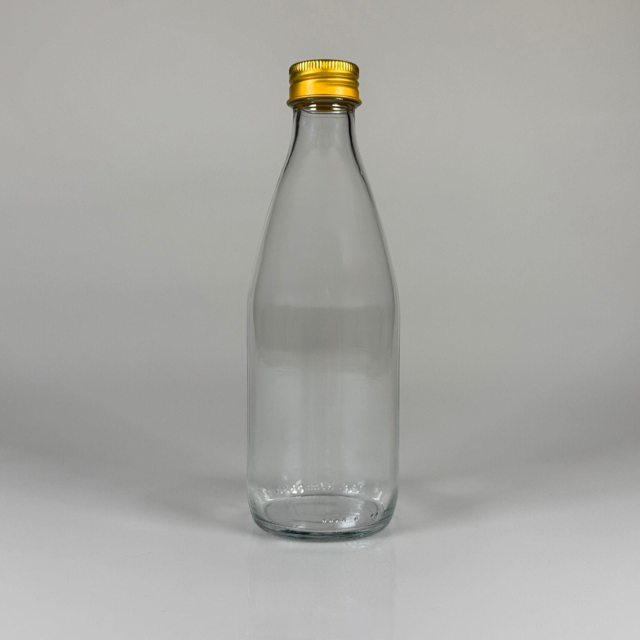 330 ML LÜKS CAM SU ŞİŞESİ - 330 CC BOŞ CAM SU ŞİŞELERİ - GOLD ALÜMİNYUM METAL KAPAKLI (ELLE AÇILIP KAPANABİLİR) - RESTORAN, CAFE, OTEL VS İÇİN PREMİUM CAM ŞİŞE