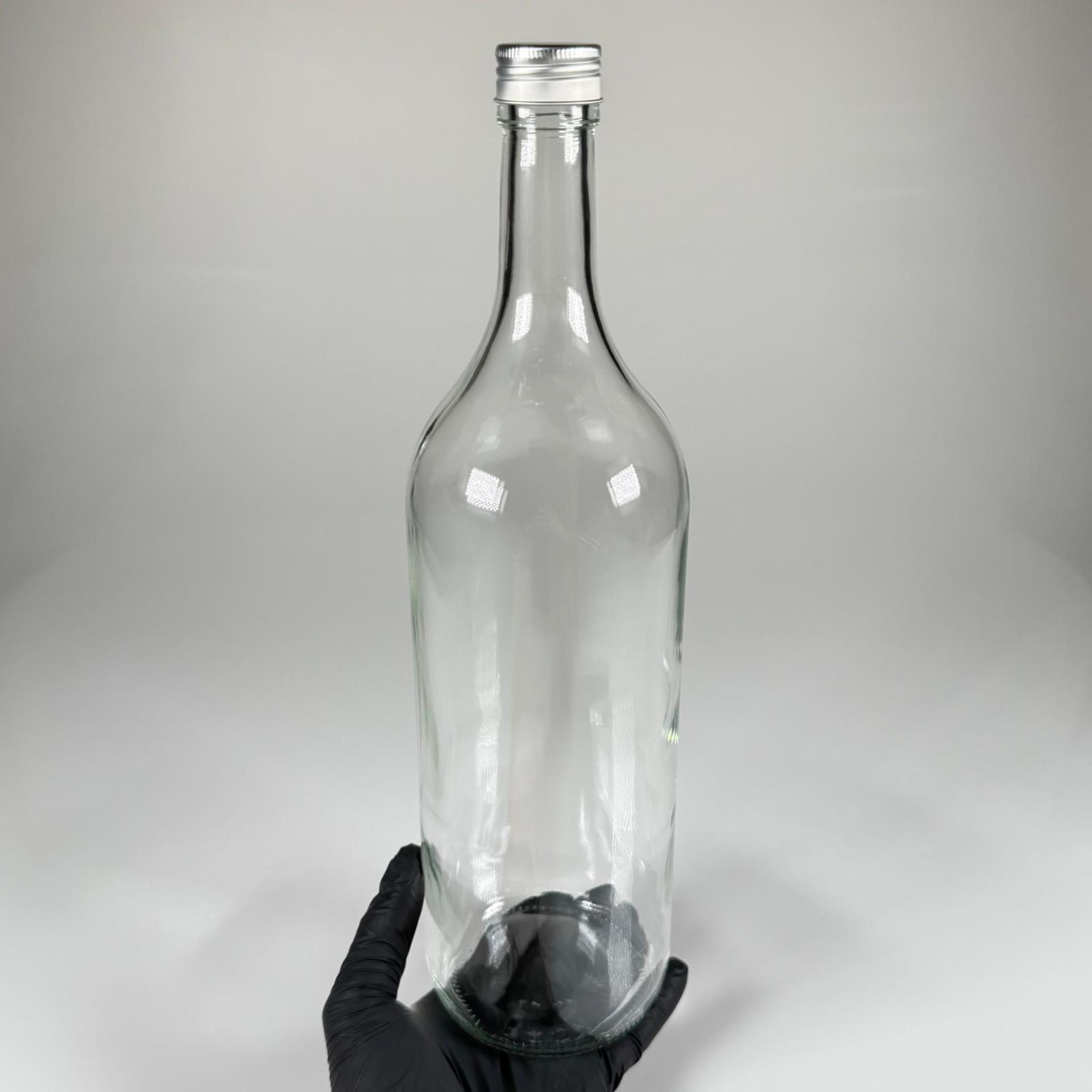 1500 CC ŞEFFAF CAM ŞİŞE - GÜMÜŞ METAL ALÜMİNYUM KAPAKLI - 1500 ML YAĞ ŞİŞESİ - SİRKE ŞİŞESİ - 1,5 LİTRE CAM ŞİŞE