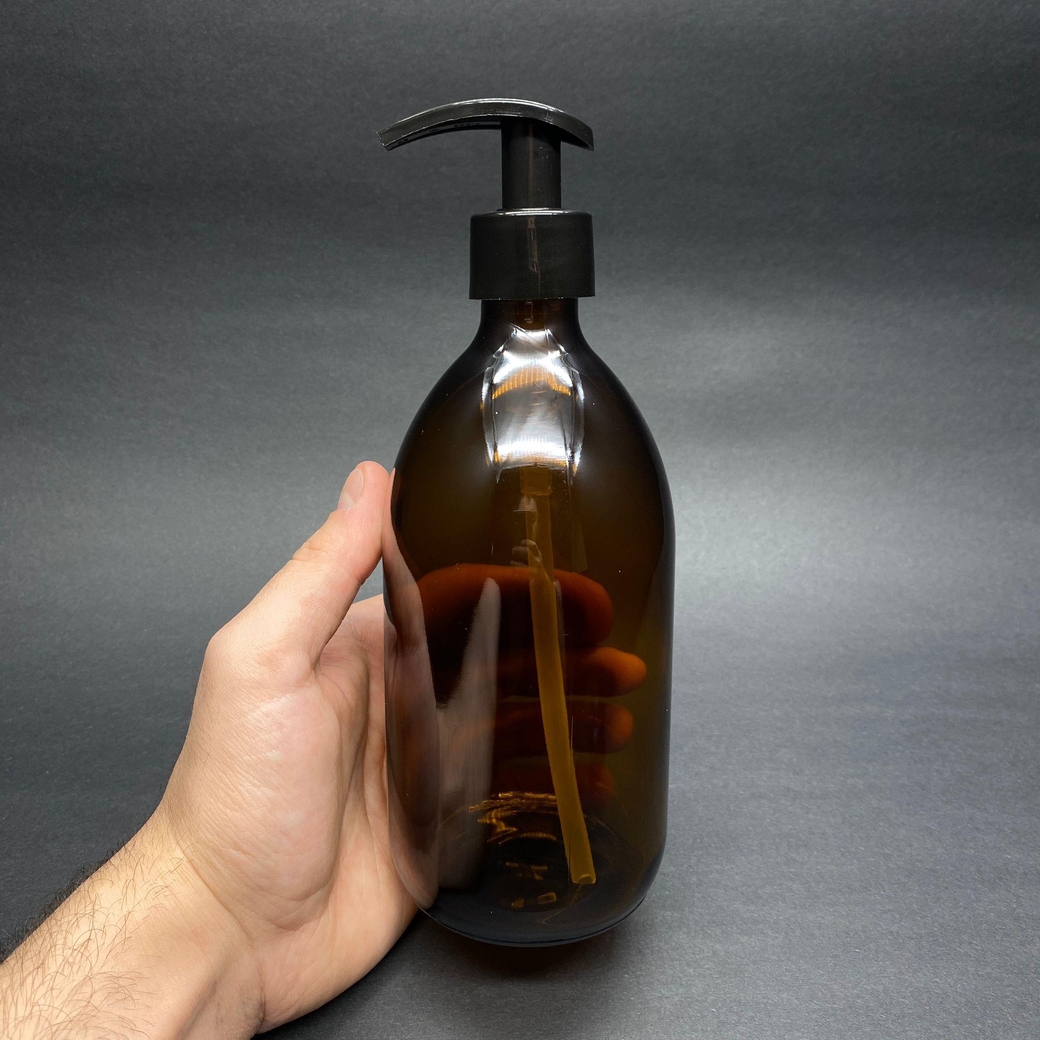 500 CC AMBER TOMBUL ÖZEL SERİ CAM ŞİŞE - SİYAH POMPALI - 500 ML CAM ECZA ŞİŞESİ - KAHVERENGİ (HORTUM BOYU TAM ŞİŞEYE GÖRE)