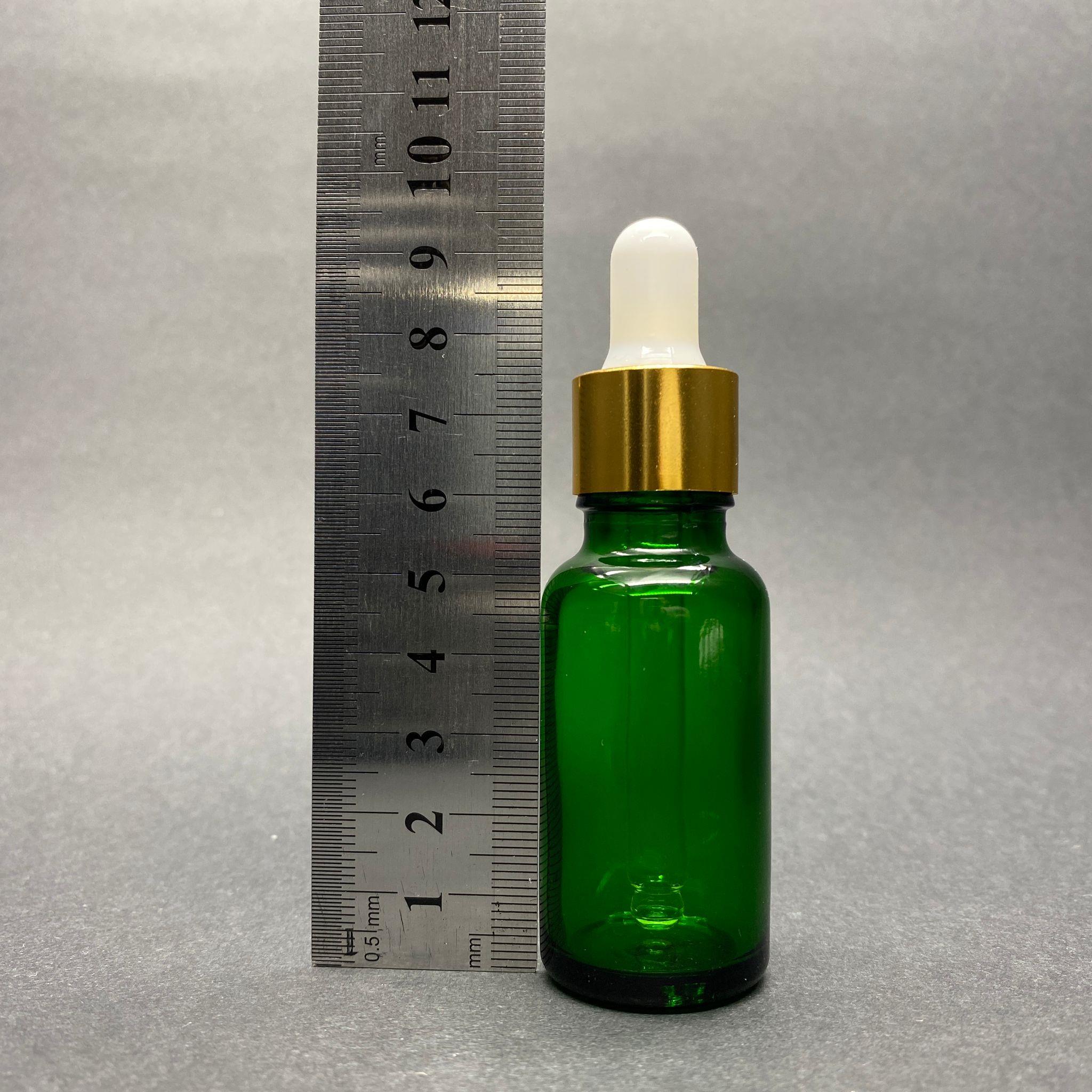 20 CC YEŞİL CAM DAMLALIKLI ŞİŞE - BEYAZ EMZİK - GOLD METALİK KAPAK - 20 ML YEŞİL CAM DAMLALIKLI ŞİŞE