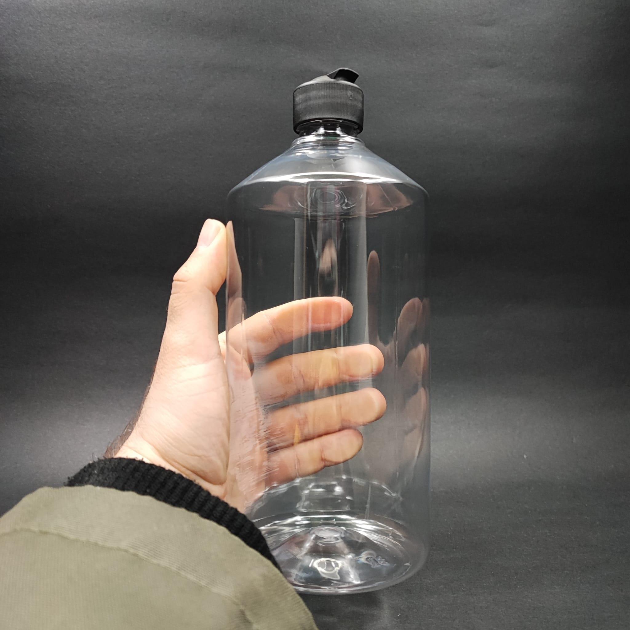 950 CC PET ŞAMPUAN ŞİŞESİ (DÜZ) - SİYAH FLİPTOP KAPAKLI - 950 ML BOŞ PLASTİK ŞAMPUAN , DETERJAN ŞİŞESİ