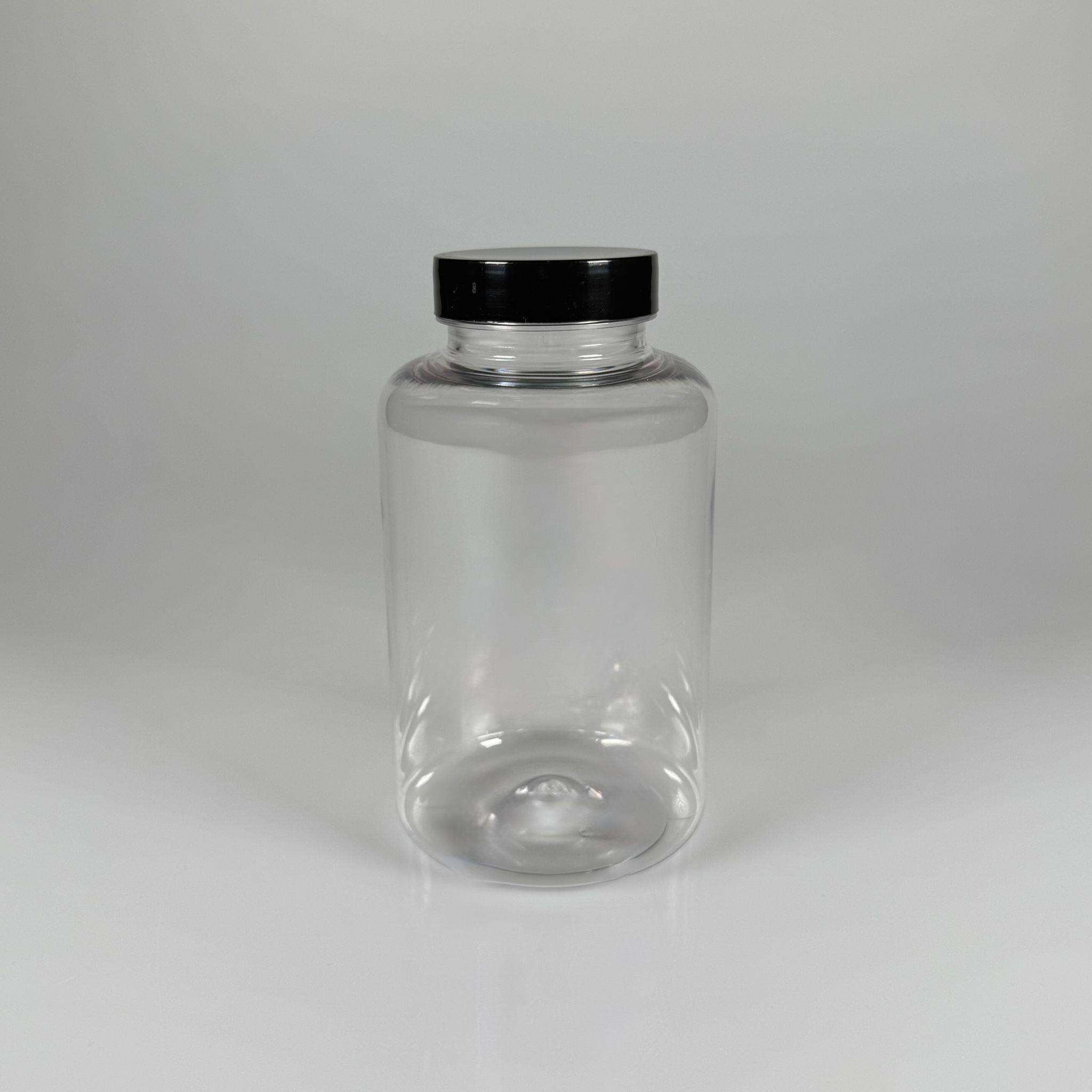 400 CC ŞEFFAF PET TABLET ŞİŞESİ - SİYAH KAPAKLI - 400 ML KAPSÜL KUTUSU - İLAÇ ŞİŞESİ - MEDİKAL HAP ŞİŞESİ - FARMASÖTİK KAVANOZ