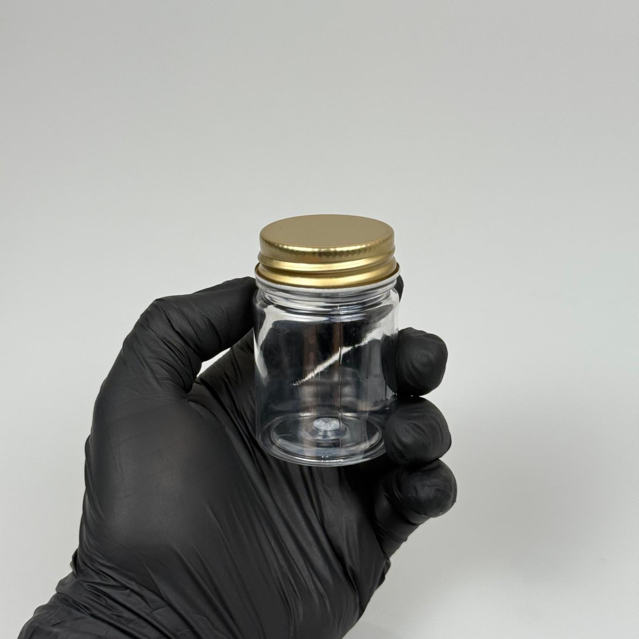 50 CC PET ŞİŞE GENİŞ AĞIZLI  - GOLD METAL KAPAKLI - 50 ML PLASTİK NUMUNE KAVANOZU, MİNİ TABLET KAVANOZU