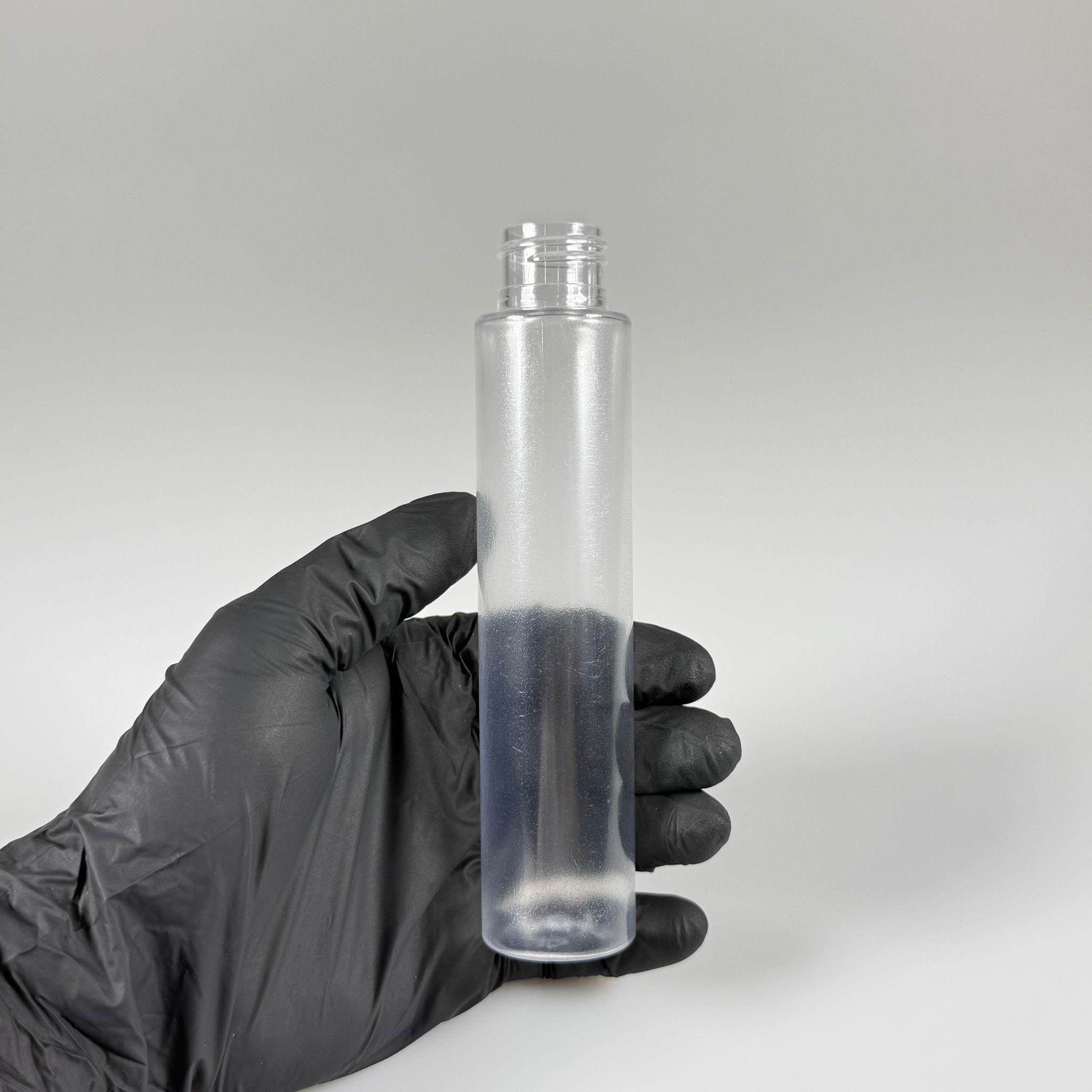 100 CC UZUN SİLİNDİR BUĞULU PET ŞİŞE (24 GR) - 24 MM AĞIZ KAPAKSIZ - 100 ML BİBERİYE SUYU, LAVANTA YAĞI, SAÇ SERUM, TONİK VB İÇİN PLASTİK KOZMETİK AMBALAJLARI