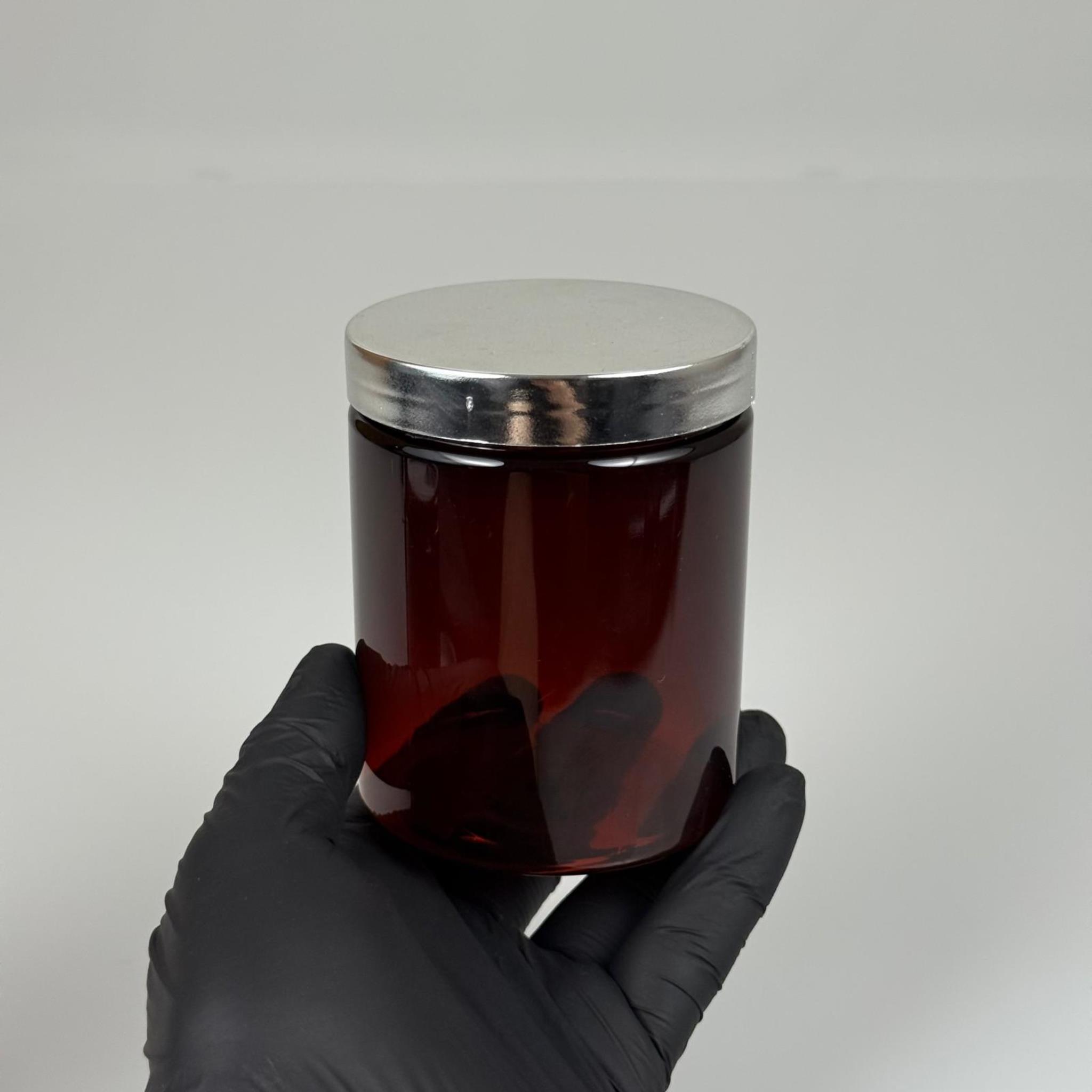 300 ML SERT PET KAVANOZ + GÜMÜŞ KAPLAMALI KAPAK + İÇ TIPA - 300 CC KALIN AMBER PLASTİK KAVANOZ GÜMÜŞ KAPLAMALI KAPAKLI İÇ TIPALI TAKIM - KREM KAVANOZLARI