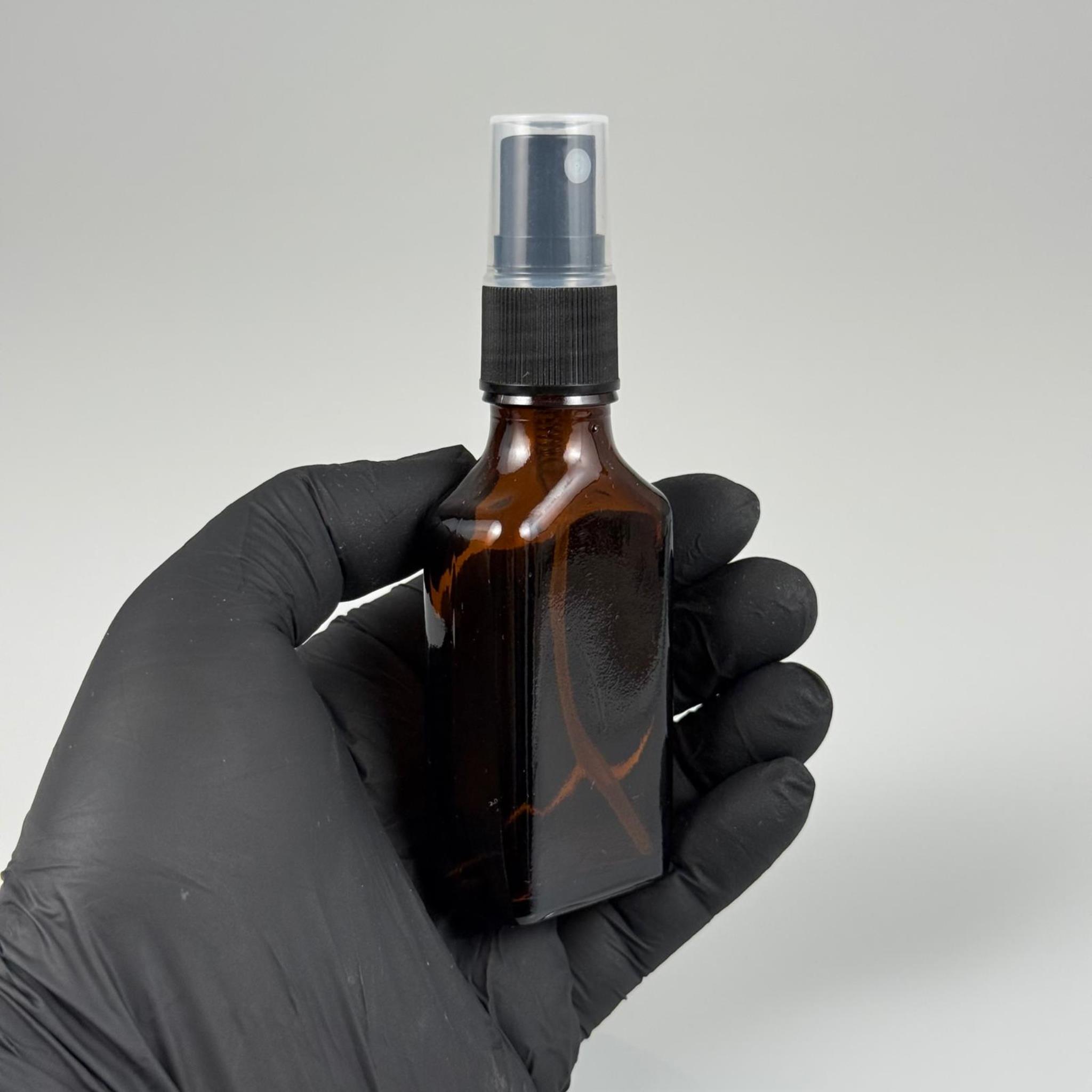 30 CC AMBER YASSI CAM ŞİŞE SİYAH SPREYLİ TAKIM - 30 ML SPREYLİ CAM ŞİŞE