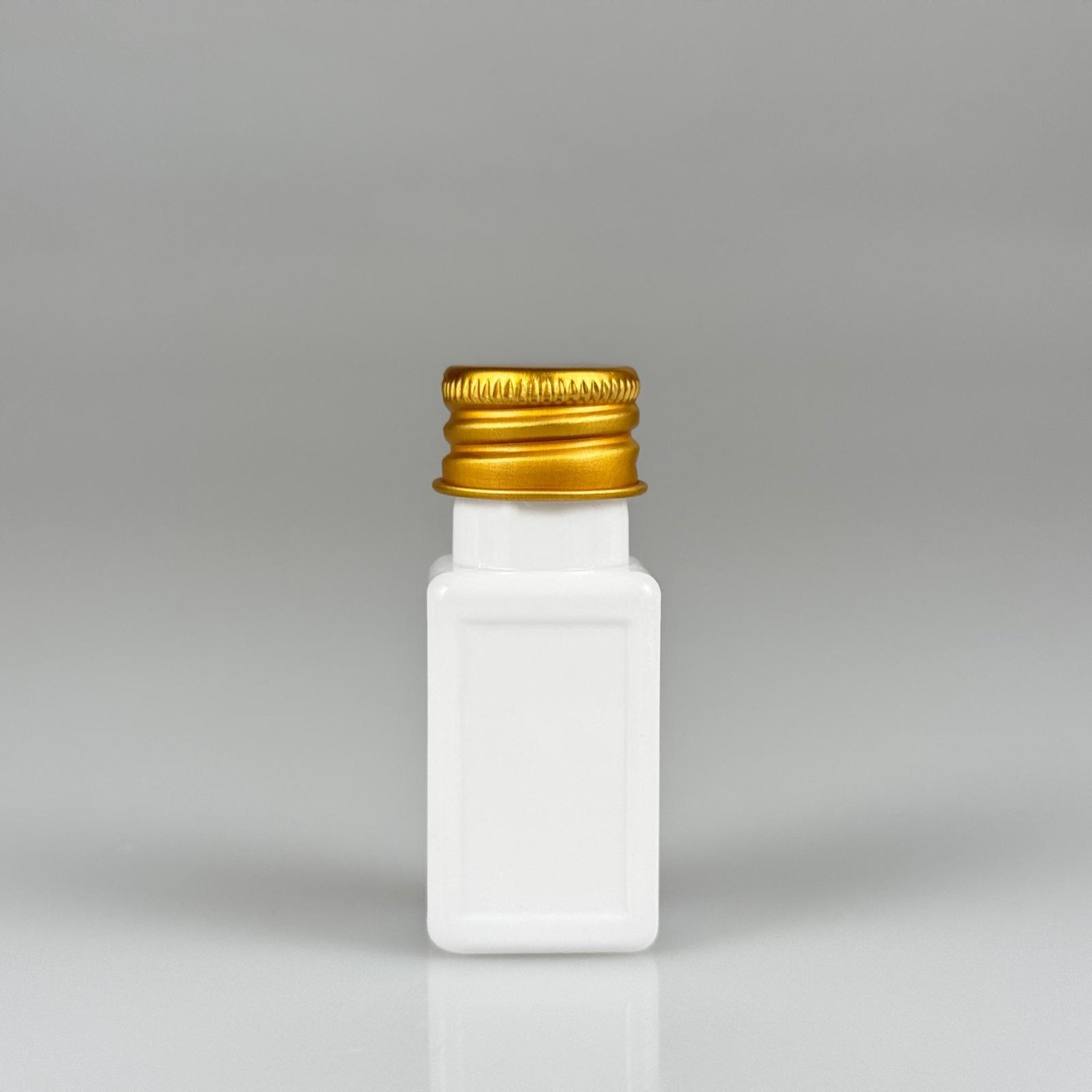 10 CC BEYAZ KARE PET SHOT ŞİŞE - KÖPÜK CONTALI GOLD ALÜMİNYUM METAL KAPAKLI TAKIM - 10 ML PLASTİK ŞİŞE